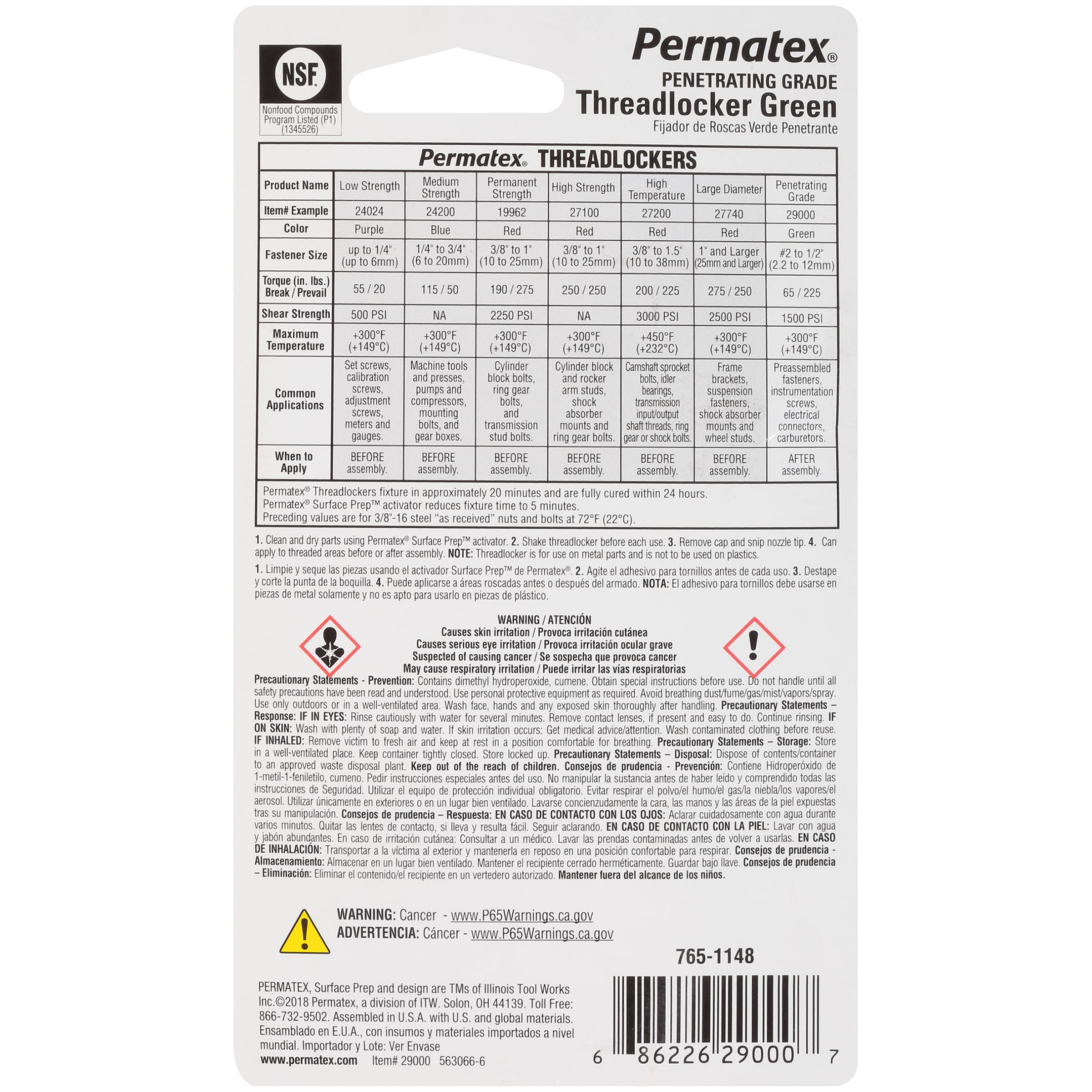 Threadlocker Green Permatex 29000 Penetrating Grade, 6 ml