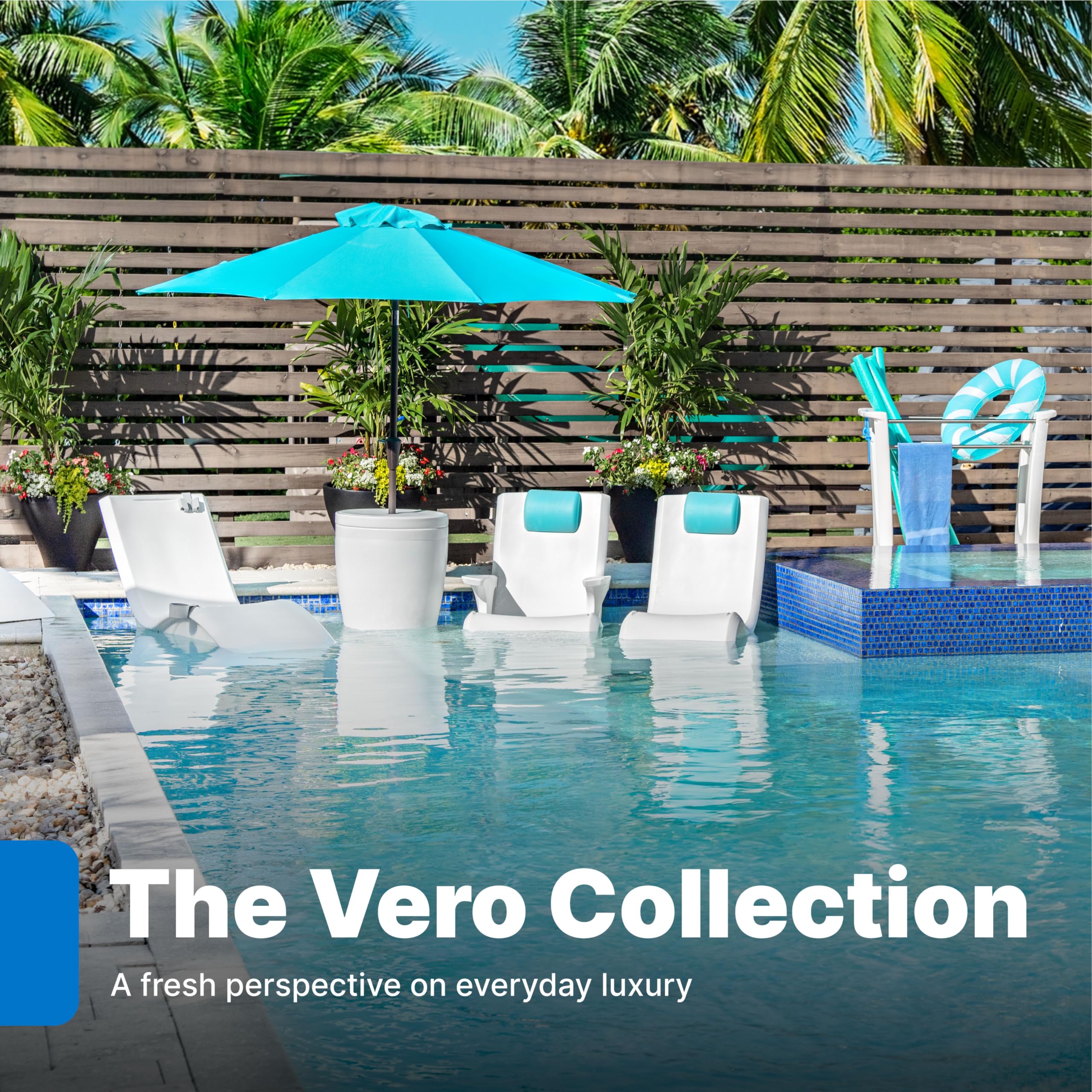 Step2 Pool Lounger Vero Accessories, Poolside Pillow, Cup Holder, Phone Holder, Compatible with Vero Collection, Waterproof, Indoor/Outdoor Use, Made of Durable Plastic, Blue