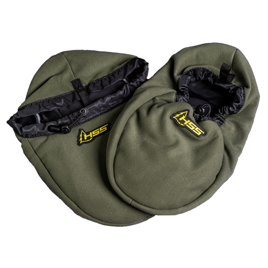 Hunter Safety System Boot Muff: Cold Weather Essential Gear for Hunting or Fishing - Polar Fleece Feet Warmer with Zippered Pockets and Heel Strap - Top Accessories for Comfort & Protection