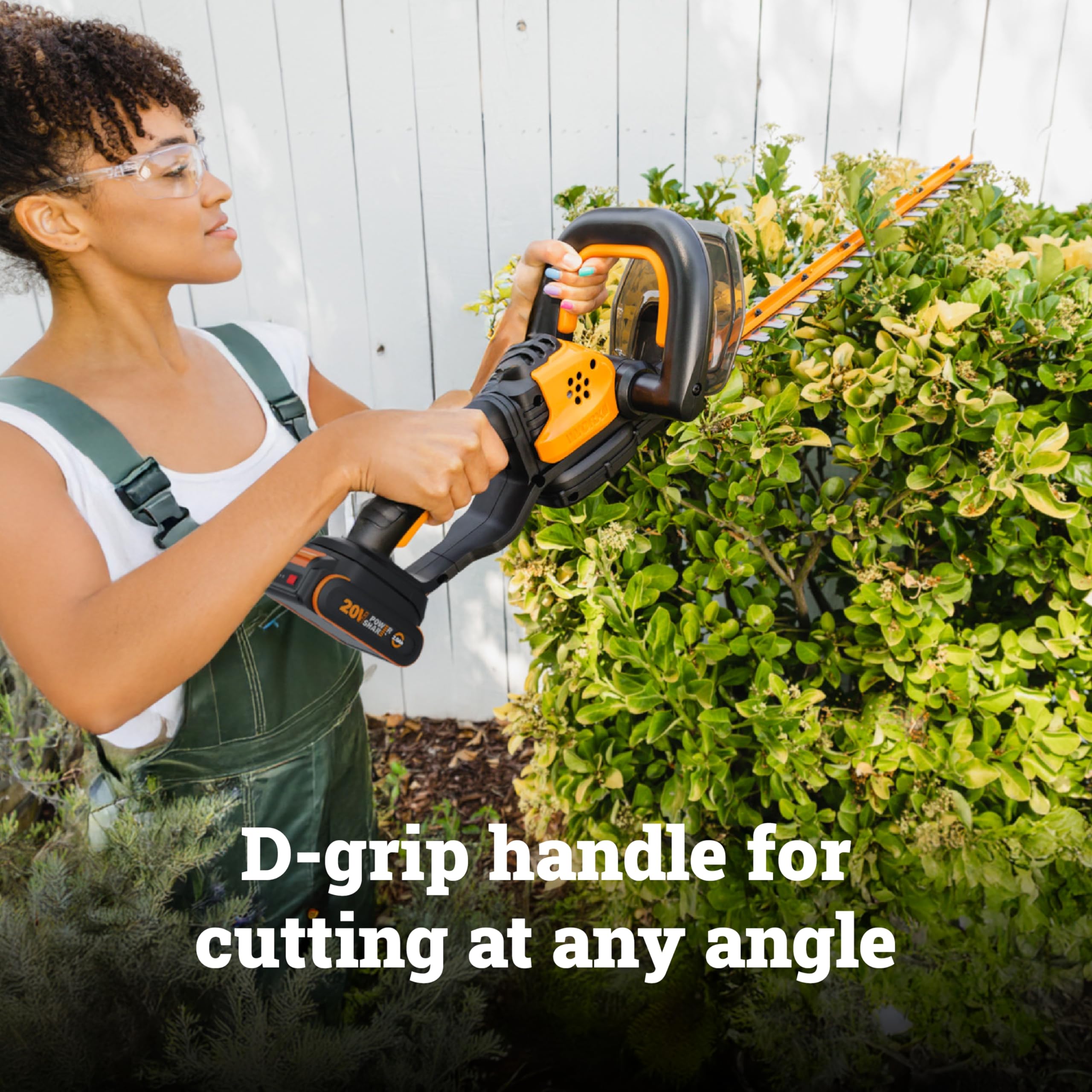 22" WORX Cordless Hedge Trimmer, Electric Hedge Trimmer with Dual-Action Blades, Lightweight Bush Trimmer with 5.5 LBS, Battery & Charger Included, WG261