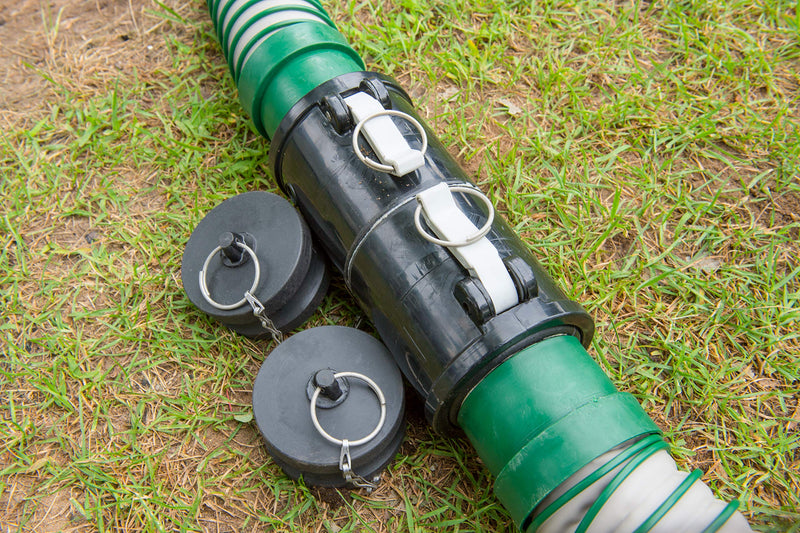 Waste Master Lippert 20' Extension Hose Kit for RV Sewer System, Secure Leak-Resistant Cam Lock, 5'6" Compressed for Storage, Puncture-Resistant, Double Female Adapter - 360784