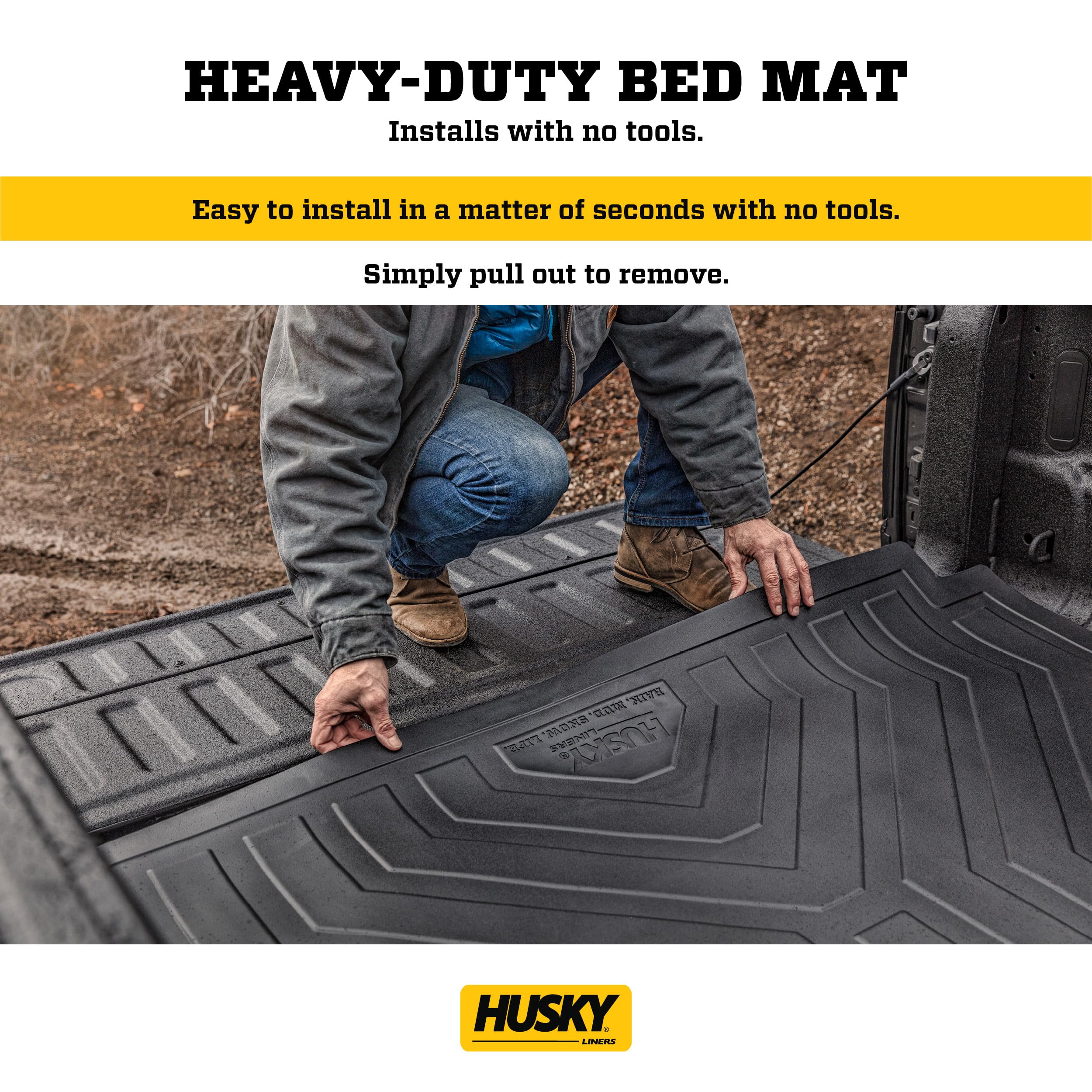 Husky Liners Bed Liner Custom | Fits 2014-2018 Chevrolet Silverado & 2014-2018 GMC Sierra 1500 (69.3", 5.8' Bed) | 1-pc. Black - 16006