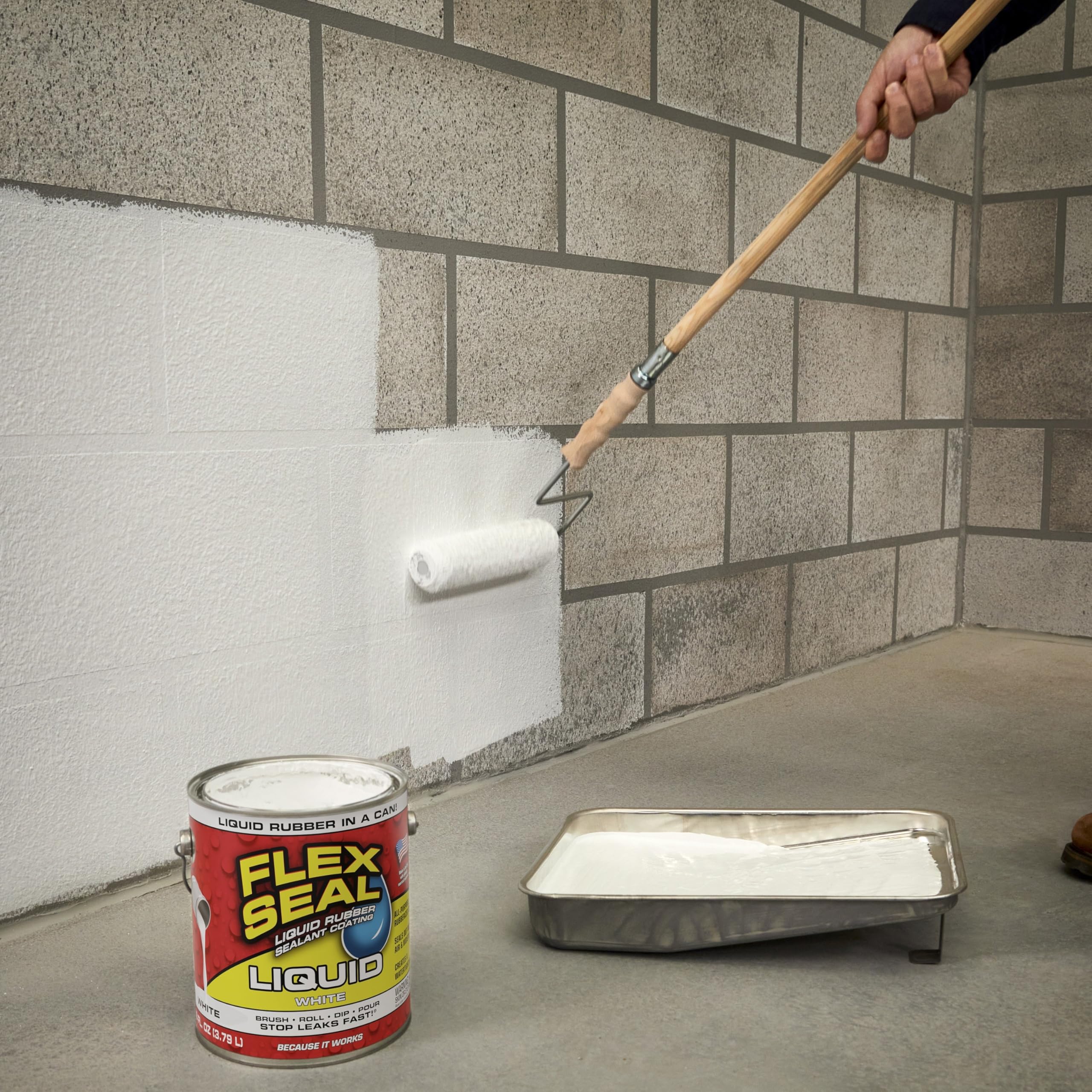 Liquid Rubber Coating Flex Seal, Waterproof, Flexible, Breathable, and UV Resistant, Roof Repair, Basements, RV, Campers, Trailers, Marine, EPDM, Masonry, 1 Gallon, White