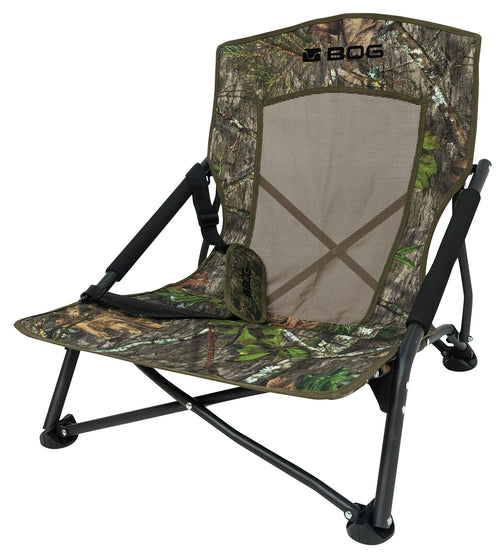 Turkey Ground Blind Chair BOG Low Profile with Rugged Construction, Aluminum Frame, Extended Seat Area, Quiet Setup, Breathable Textilene Fabric, and Carry Bag for Hunting, Shooting, and Outdoors