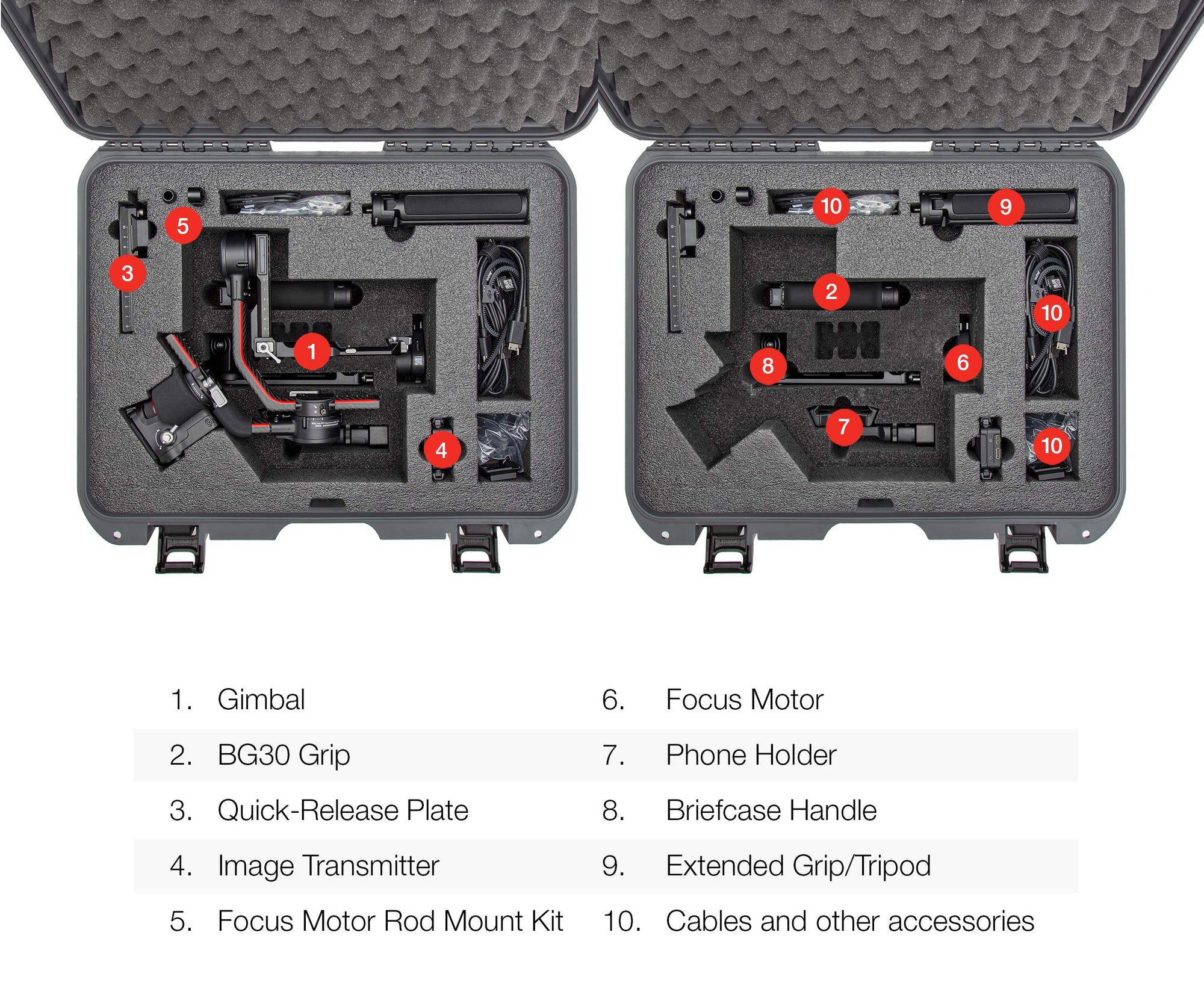 Nanuk Hard Case Waterproof with Foam Insert for DJI Ronin RS 2 and Pro Combo Version - Graphite (930-RONS27)