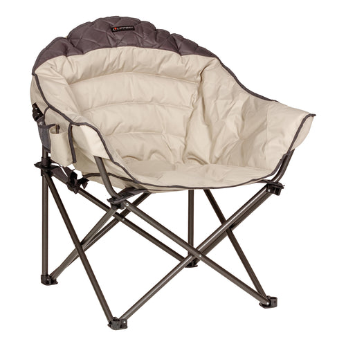 Lippert Duotone Big Bear Camping Chair - Sand with Dark Grey Accent, Comfortable Round Shape, Oversized Pillow Cushions, Powder Coated Steel, 600D Polyester Fabric, 300 lb. Capacity, 2022114816