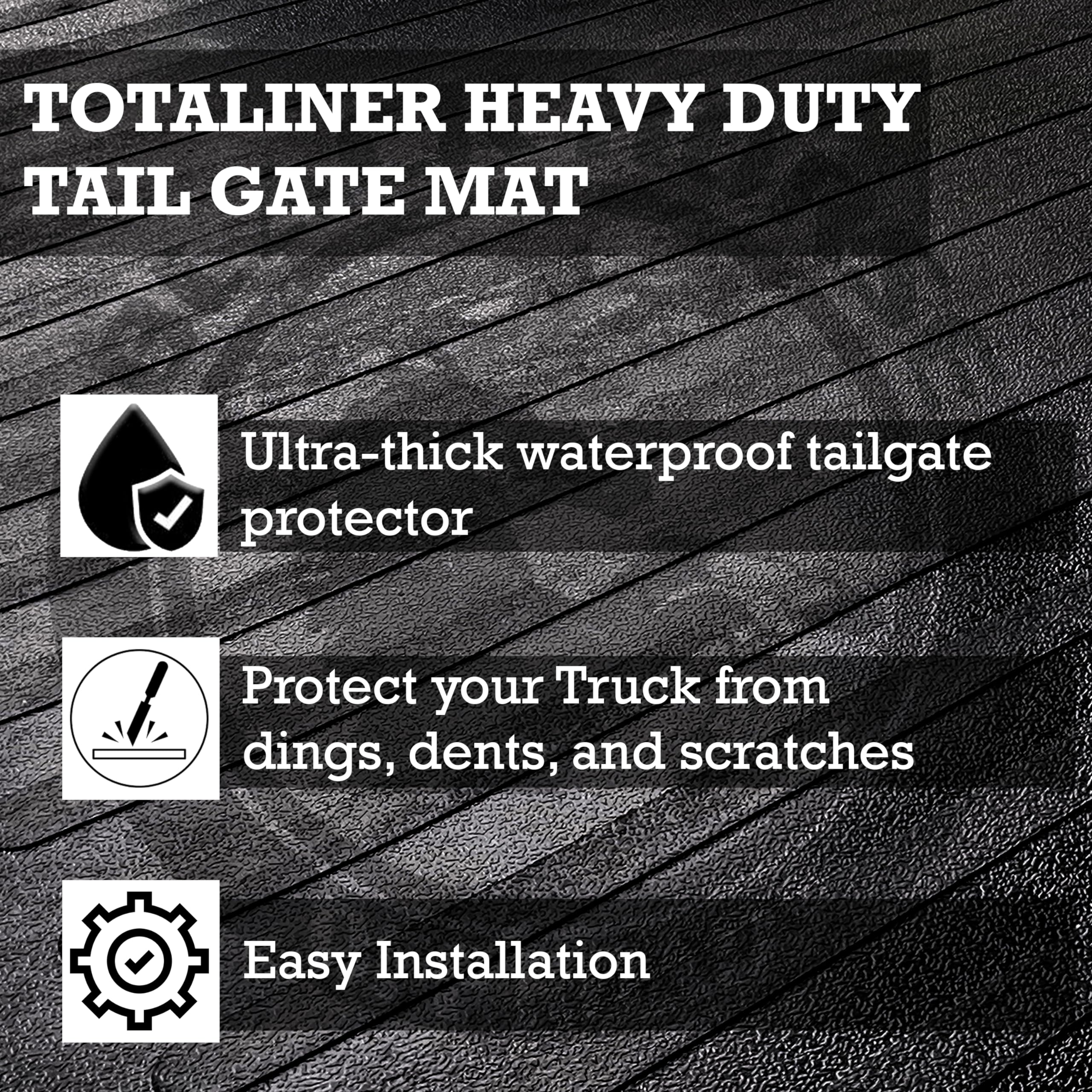 TOTALINER Black Horse 6mm Heavy Duty Rubber Anti-Skid Tail Gate Mat Rug Liner All Bed Size Compatible with 2019-2025 Ram 1500 -TGMRA01A