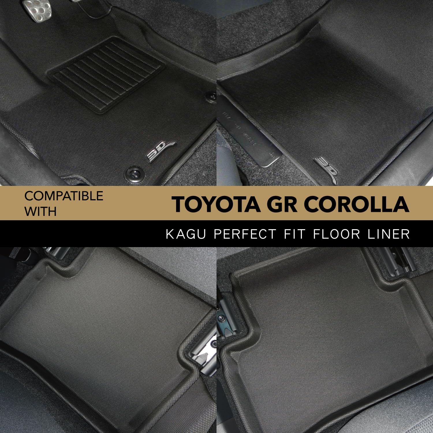 Kagu Floor Mat 3D MAXpider Custom Fit (Black) Compatible with Toyota GR Corolla 2023-2026 -R1 R2