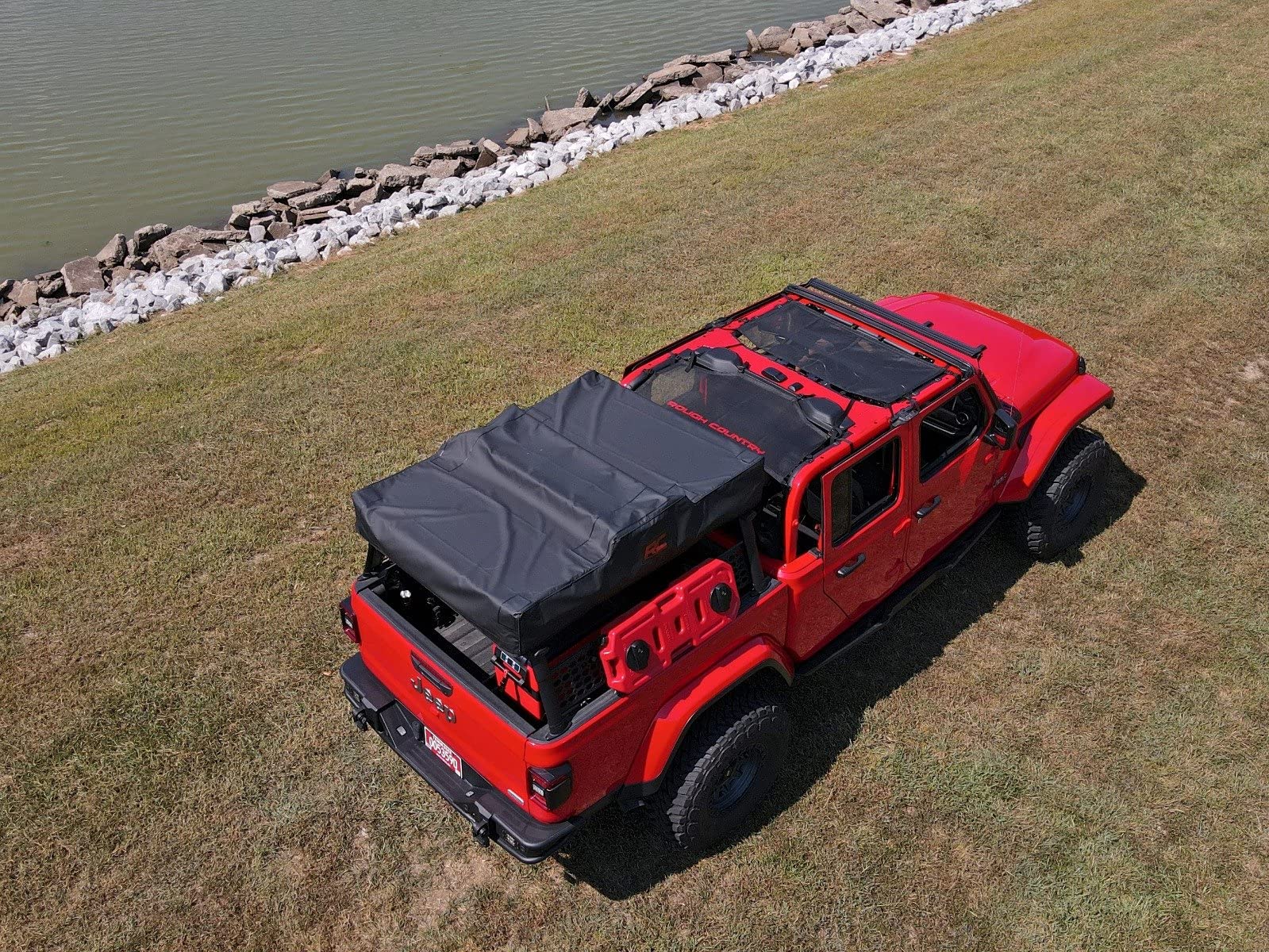 Black Mesh Bikini Top Rough Country for 2020-2024 Jeep Gladiator JT - 85118