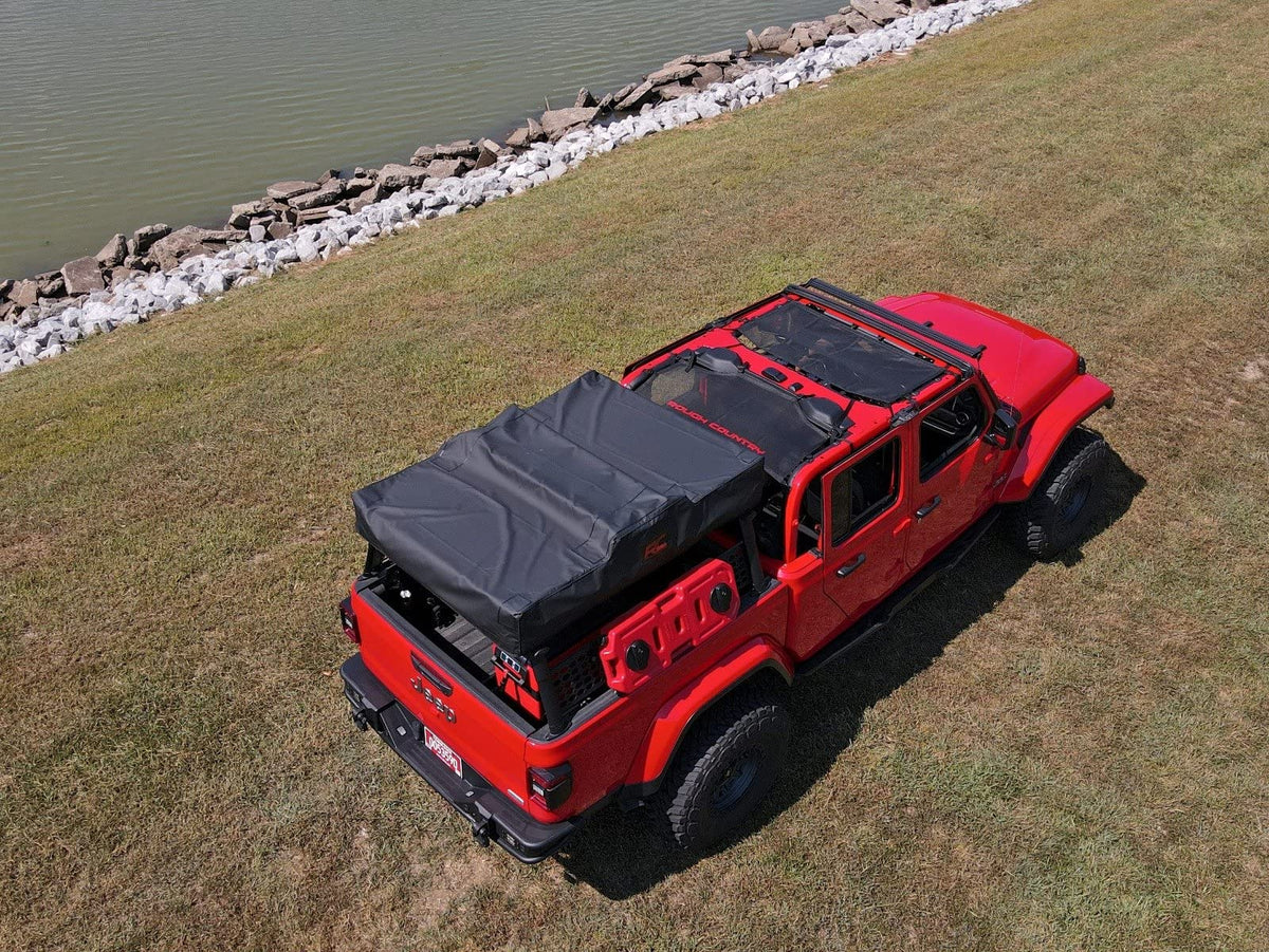 Black Mesh Bikini Top Rough Country for 2020-2024 Jeep Gladiator JT - 85118