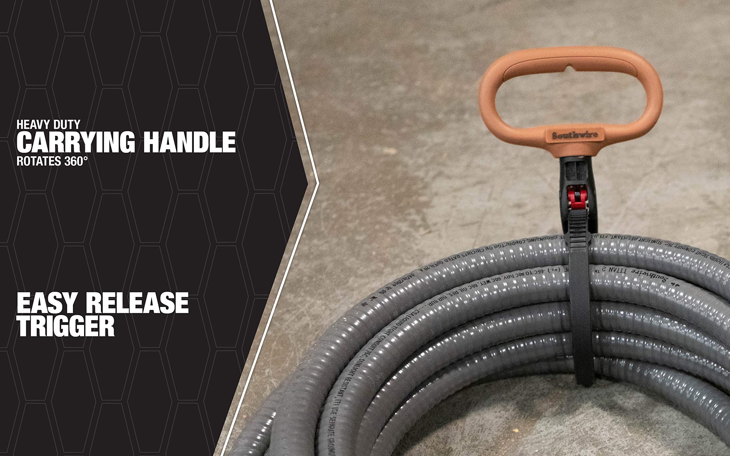 Southwire 2-Inch Adjustable Heavy Duty Clamp Tie w/ Rotating Handle; Reusable Zip Down Cable; Brown