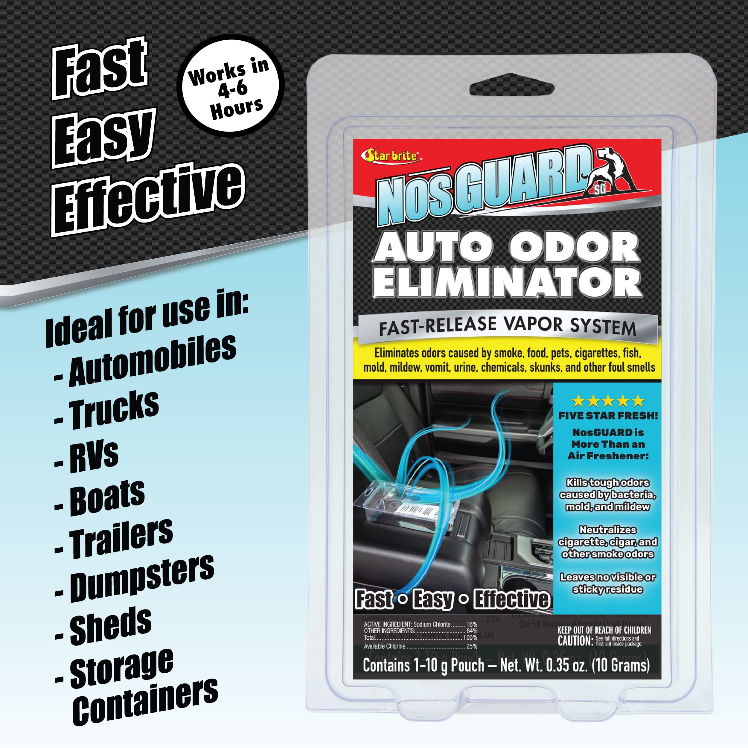 Auto Odor Eliminator STAR BRITE, Fast Release Vapor System Eliminates Car Odors in 4-6 Hours (19970)