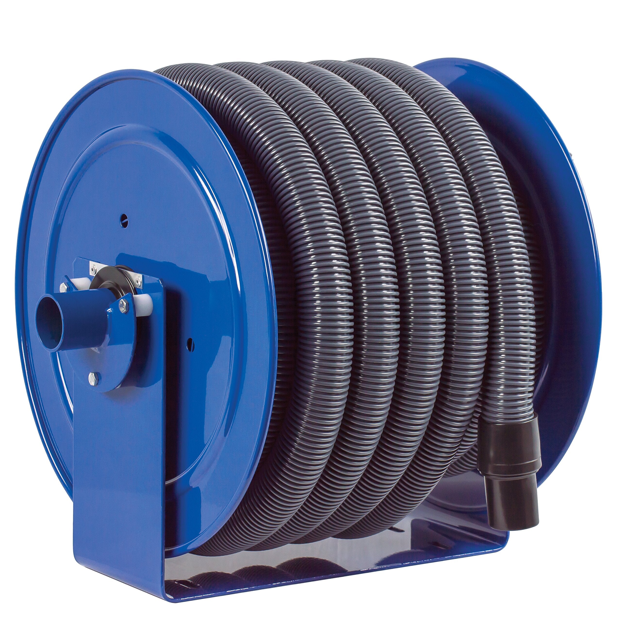 Vacuum Hose Reel Coxreels V-117H-850 Direct Crank Rewind, 1-1/2" Cuff, 2" x 50' Hose, Blue