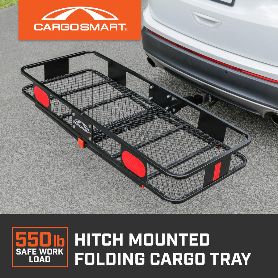 60 in. x 24 in. Cargo Tray Carrier Folding CARGOSMART with 6 in. High Side Rails for 2 in. Receivers, 500 lb. Capacity