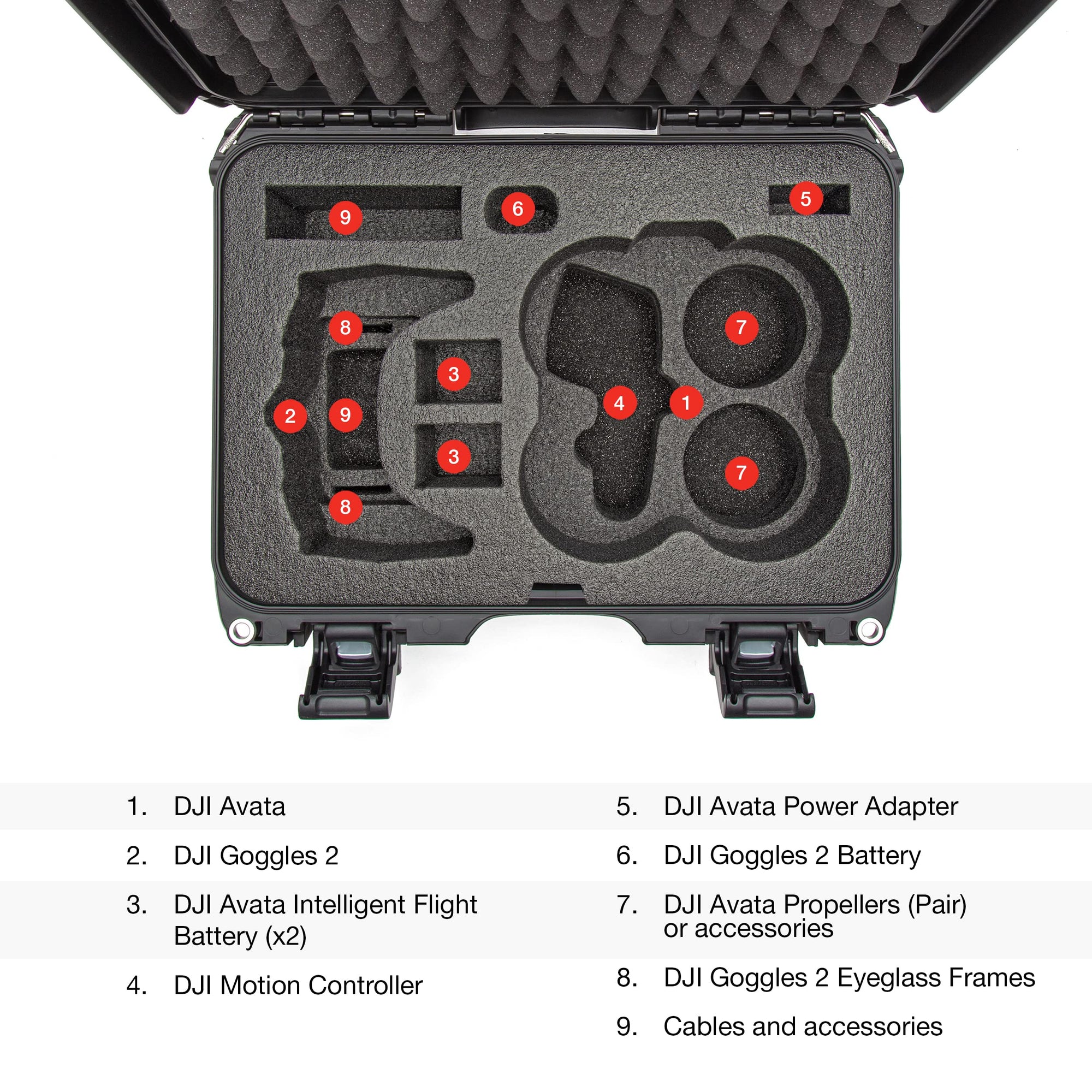Waterproof Nanuk 915 Hard Case with Foam Insert for DJI Avata FPV Unit, Goggles and Controller - Black (915S-080BK-0A0-C0778)