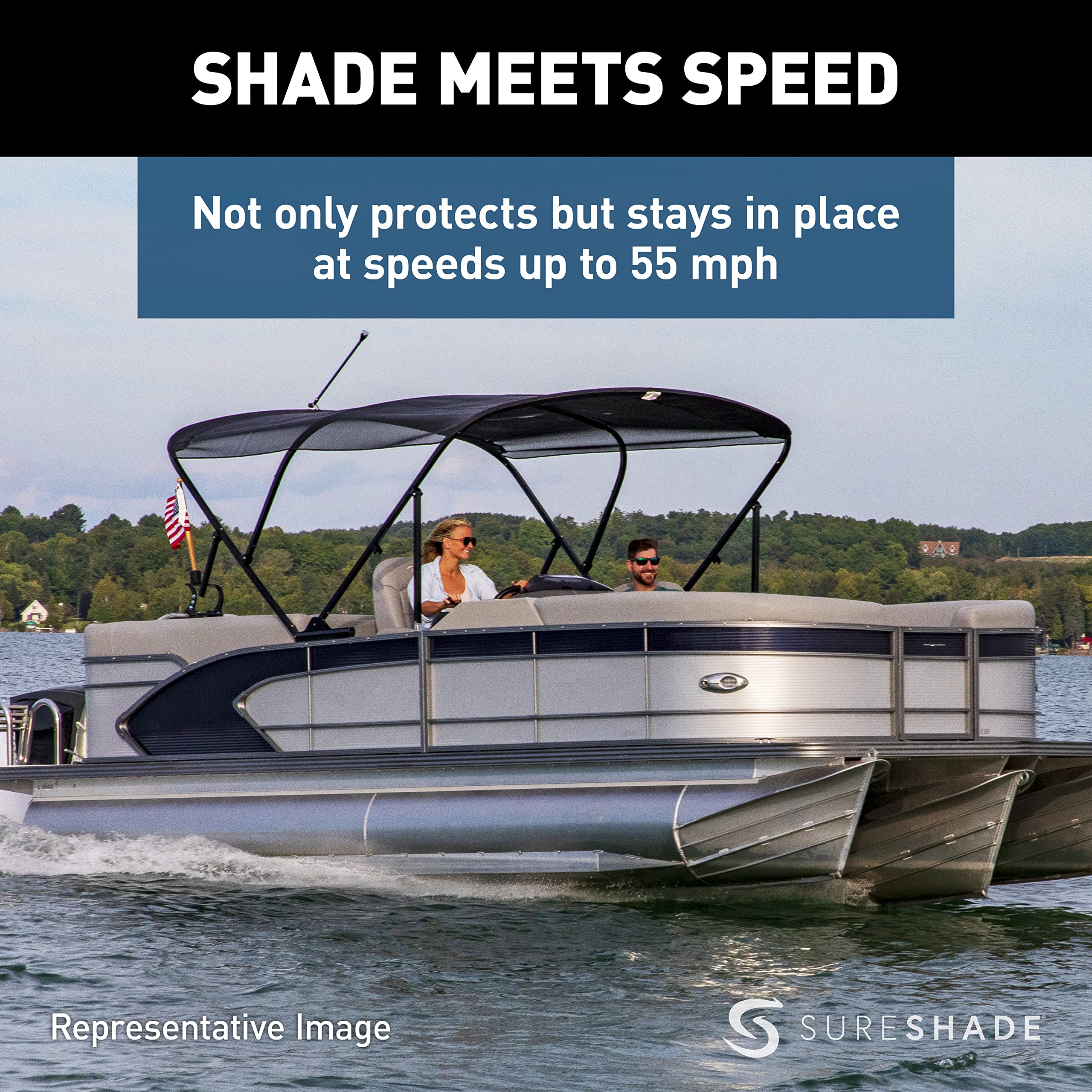 SureShade Speed Top for Pontoon and Deck Boats, Black