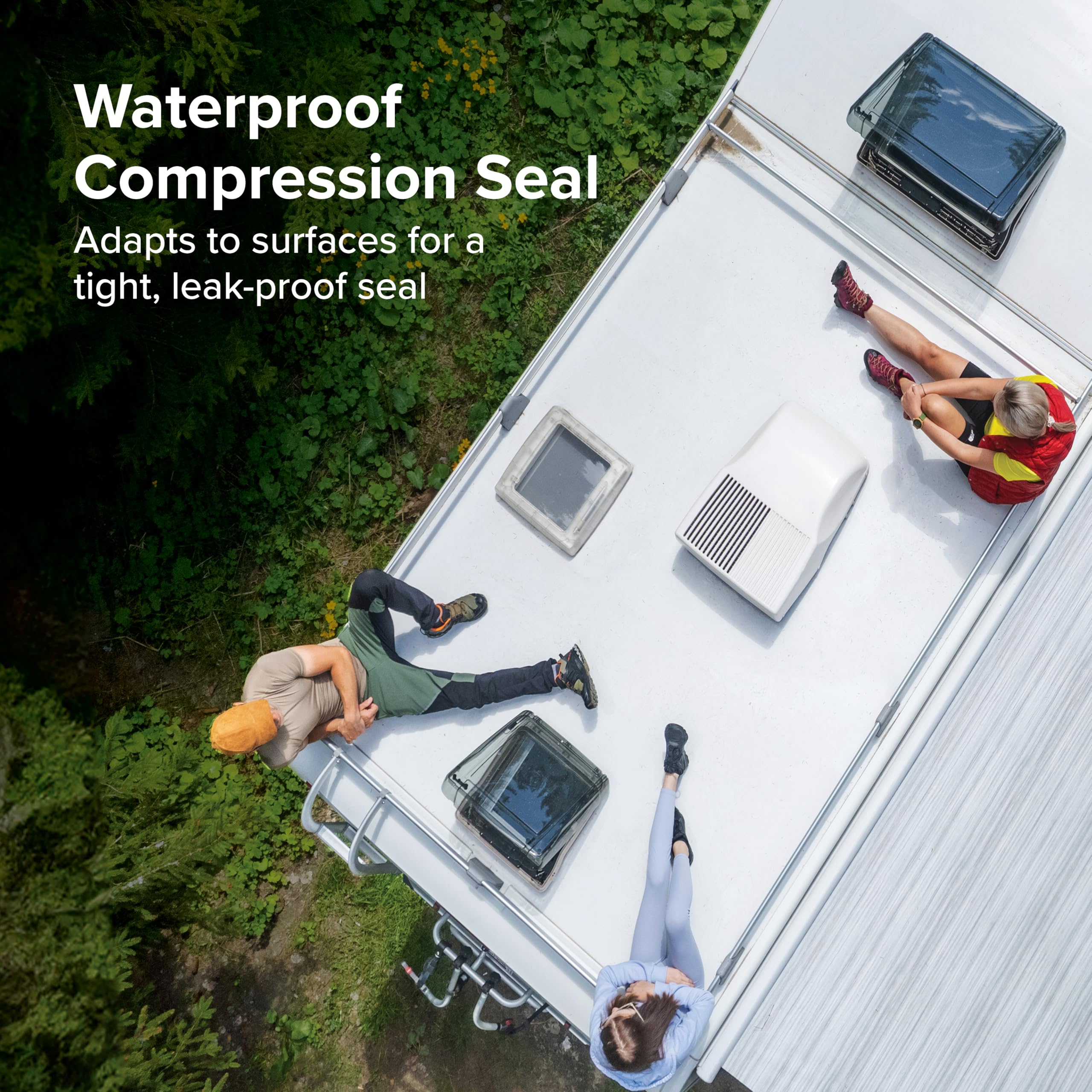 Universal Camper Roof A/C Gasket Kit Camco 14-Inch x 14-Inch - Features a Waterproof Compression Seal, Self-Adhesive Picture Frame Gasket, and Self-Adhesive Leveling Pads (25071)