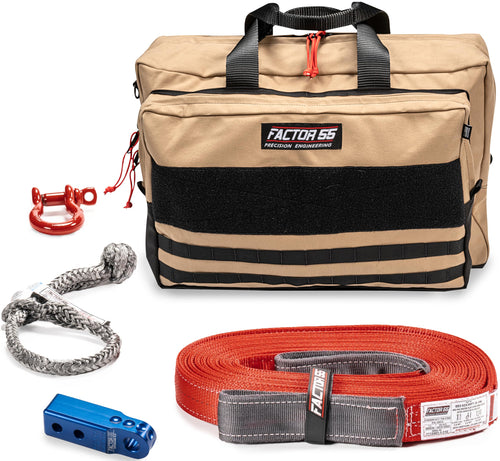 Owyhee Factor 55 Tow and Recovery Kit for Trucks, Jeeps, and SUVs, with Blue Hitchlink and Large Bag