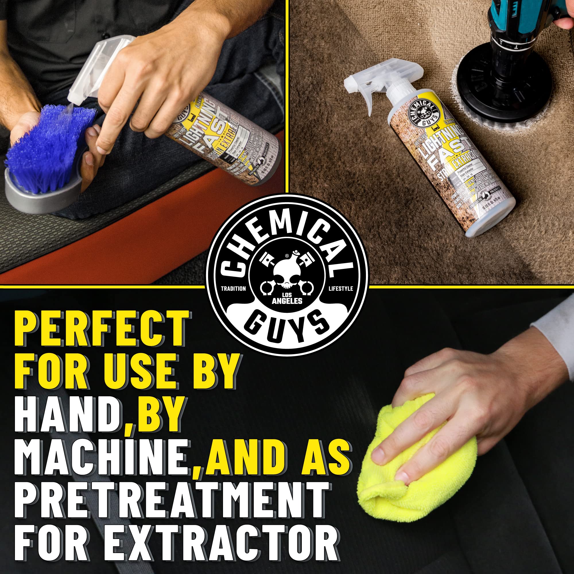 Chemical Guys Carpet and Upholstery Stain Extractor Lightning Fast - Chemical Guys Carpet Cleaner, Great for Fabric, Upholstery, Cars, Home, Office, Furniture, and More, Fresh Scent - 16 oz
