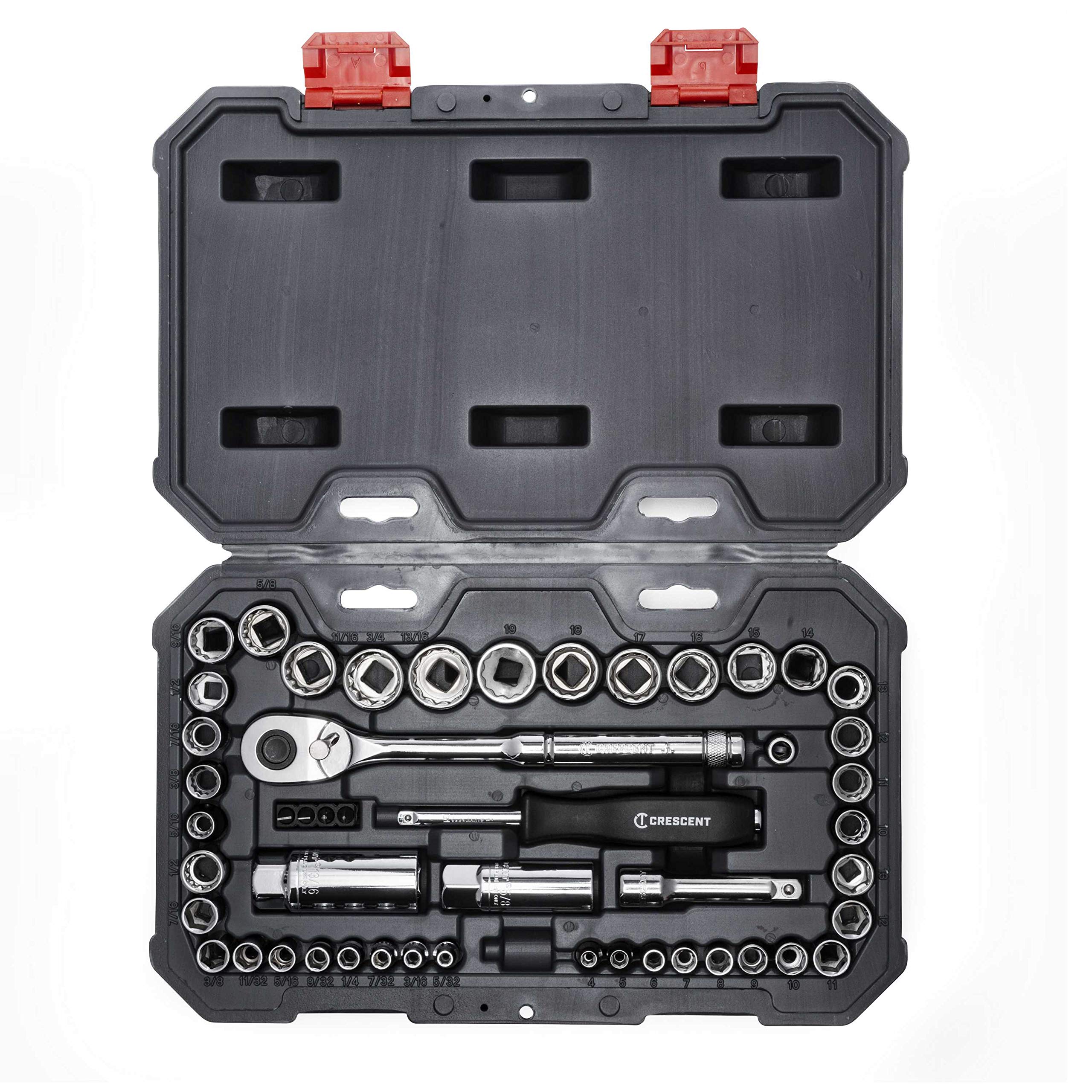Crescent 50 Pc 6 & 12 Point SAE/Metric Mechanics Tool Set 1/4 and 3/8" Drive - CSWS13C