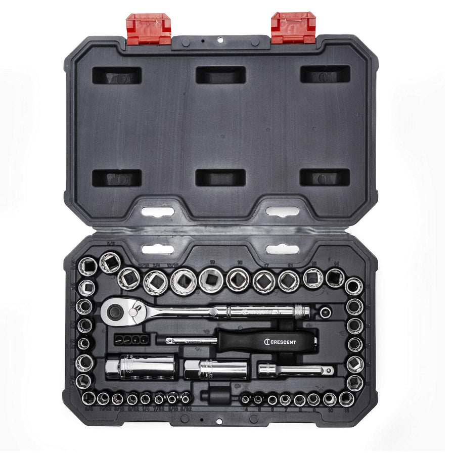 Crescent 50 Pc 6 & 12 Point SAE/Metric Mechanics Tool Set 1/4 and 3/8" Drive - CSWS13C