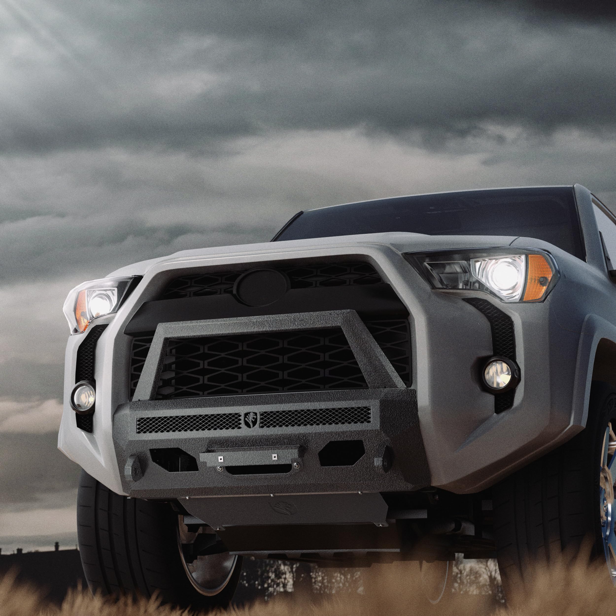 Tyger Auto Fury Bumper Guard Center Compatible with 2014-2024 Toyota 4Runner (Exclude Limited; Nightshade; TRD Sport) | Winch Plate | D-Ring | Textured Black | Rock Crawler | TG-BP7T20778