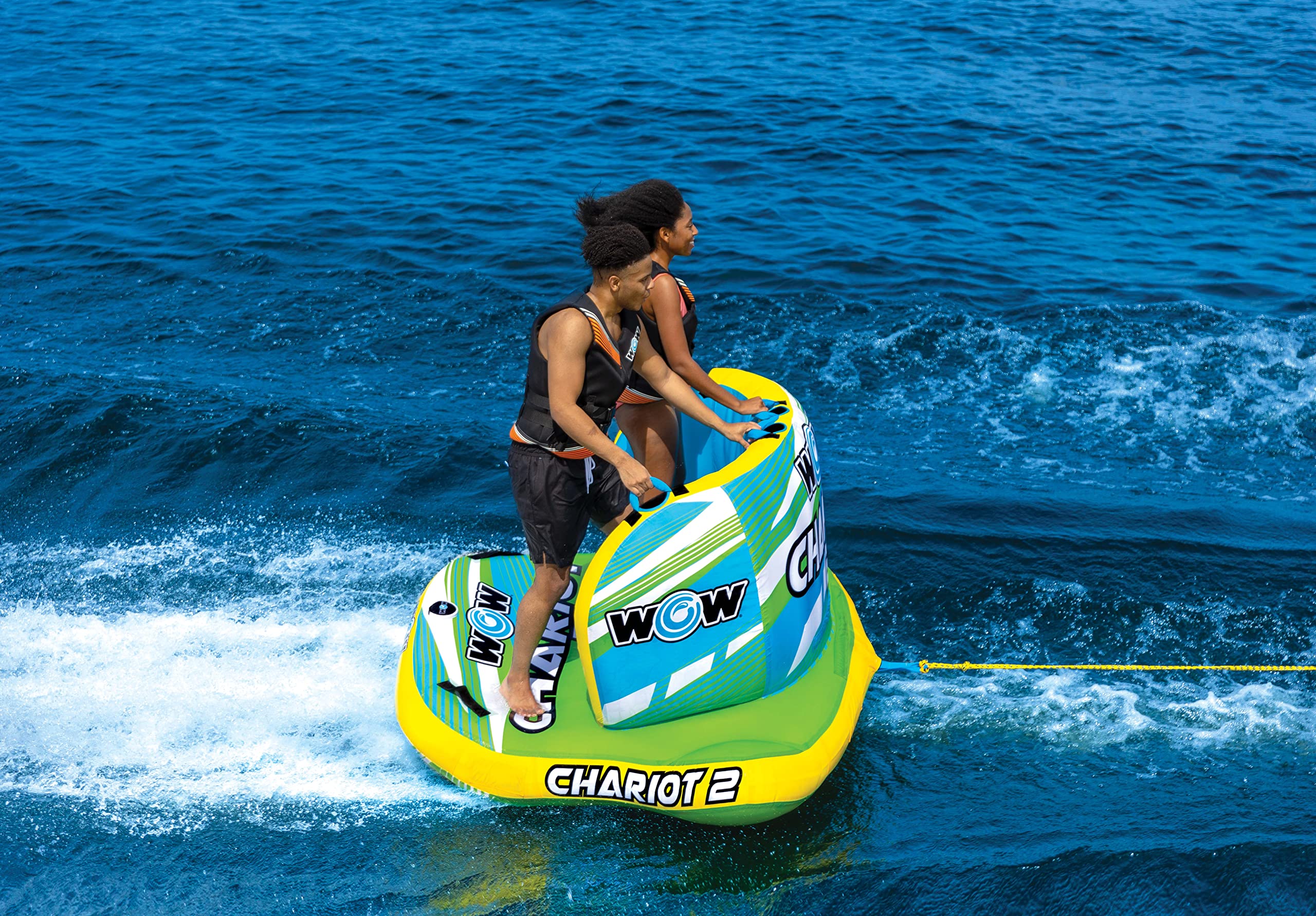 WOW Sports 2 Towable Tube Chariot for Boating - 1 to 2 Person Towable - Standing Tubes for Boating - Front and Back Tow Point