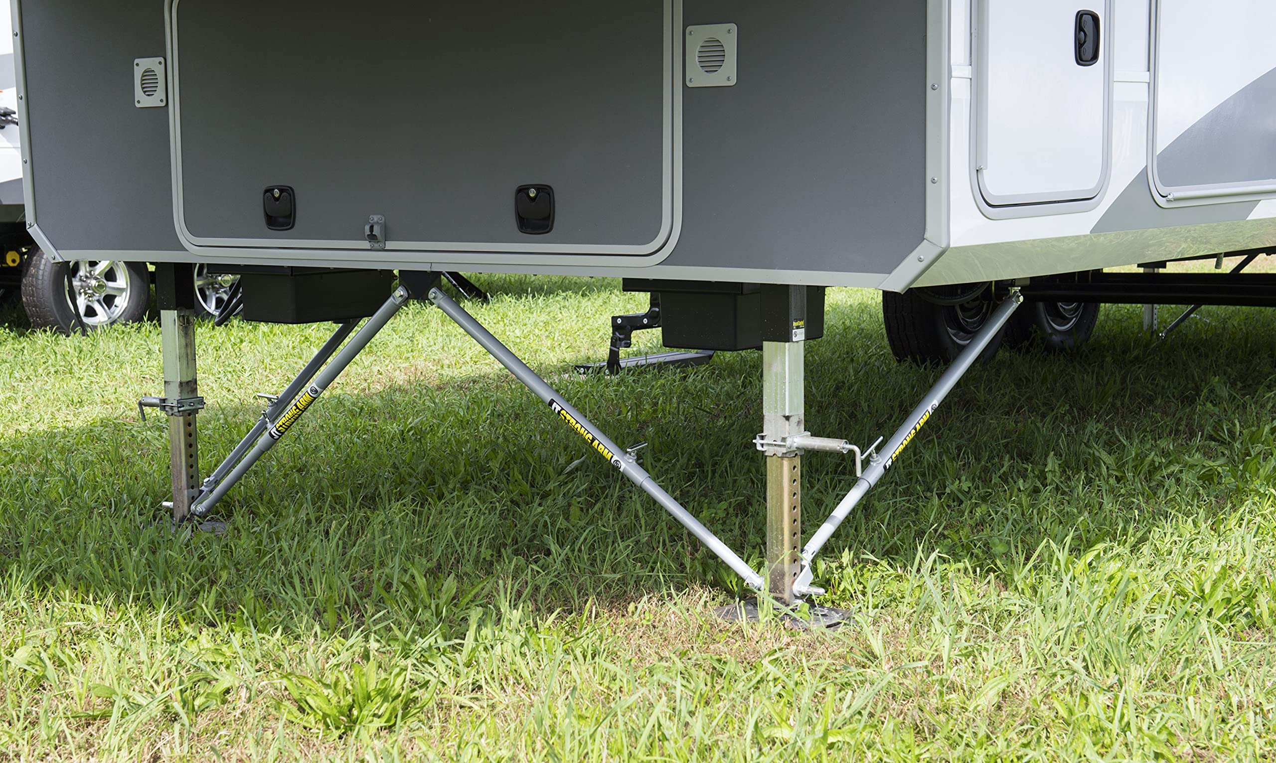 Strong Arm JT's Travel Trailer Jack Stabilizer Kit, Bolt-On Installation, Universal Compatibility, Telescoping Tubes, Eliminates Chassis Movement - 191025