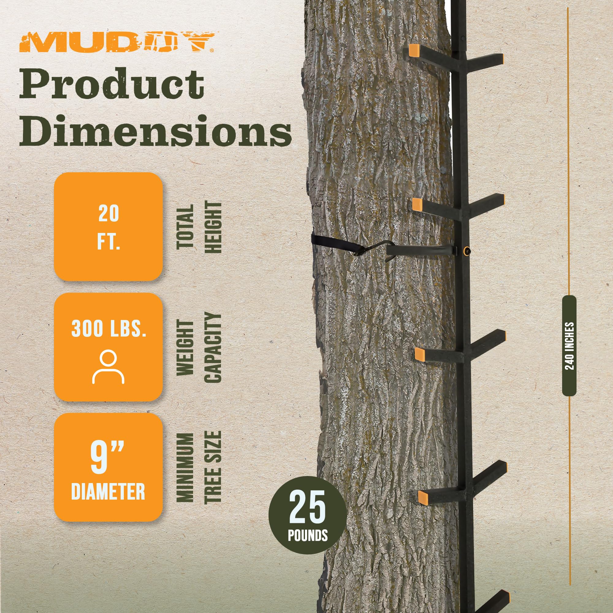 Muddy Quick Stick XL Tree Climbing Stick Climbing Gear, Deer Hunting Accessories for Elevated Deer Blinds and Tree Stands, Black