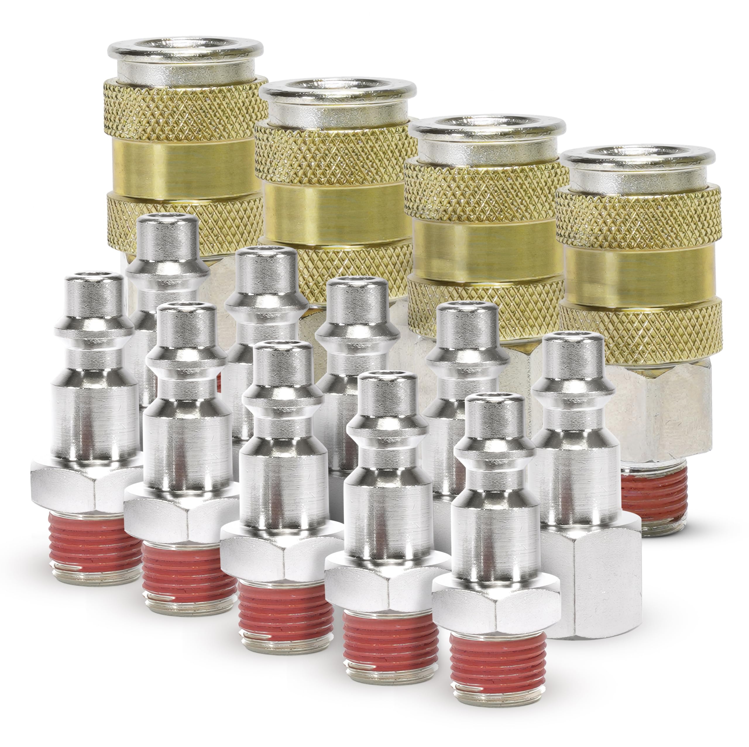 High Flow Couplers 1/4" NPT M (2) & F (2), Quick Connect Studs 1/4" M (5) & F (5), NO LOGO