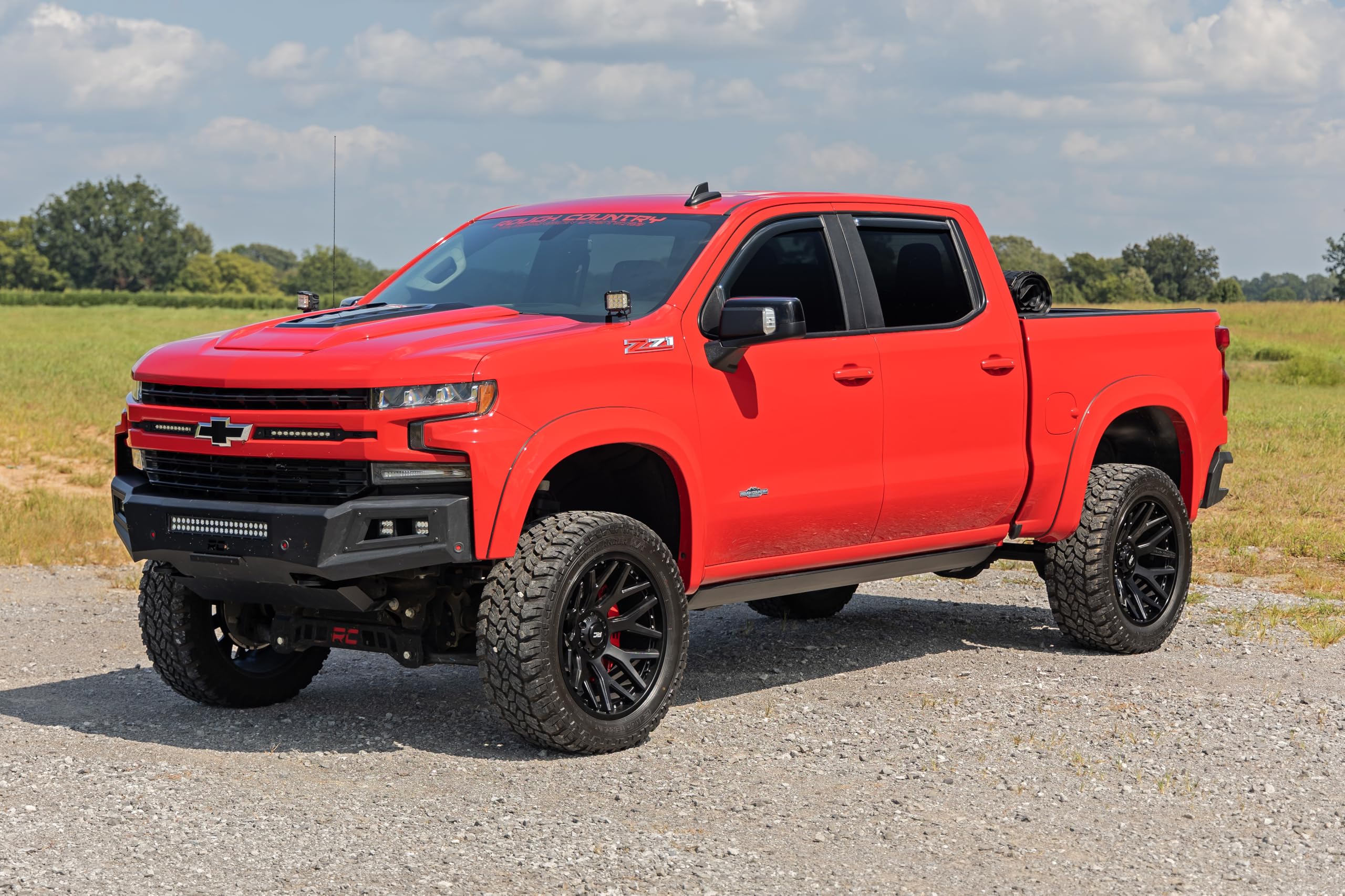 Rough Country Window Rain Guards in-Channel for Chevy Silverado & GMC Sierra 1500/2500HD/3500HD Crew Cab (2019-2025) - Low Profile Window Visors, 4-Pc Rain Guard for Trucks