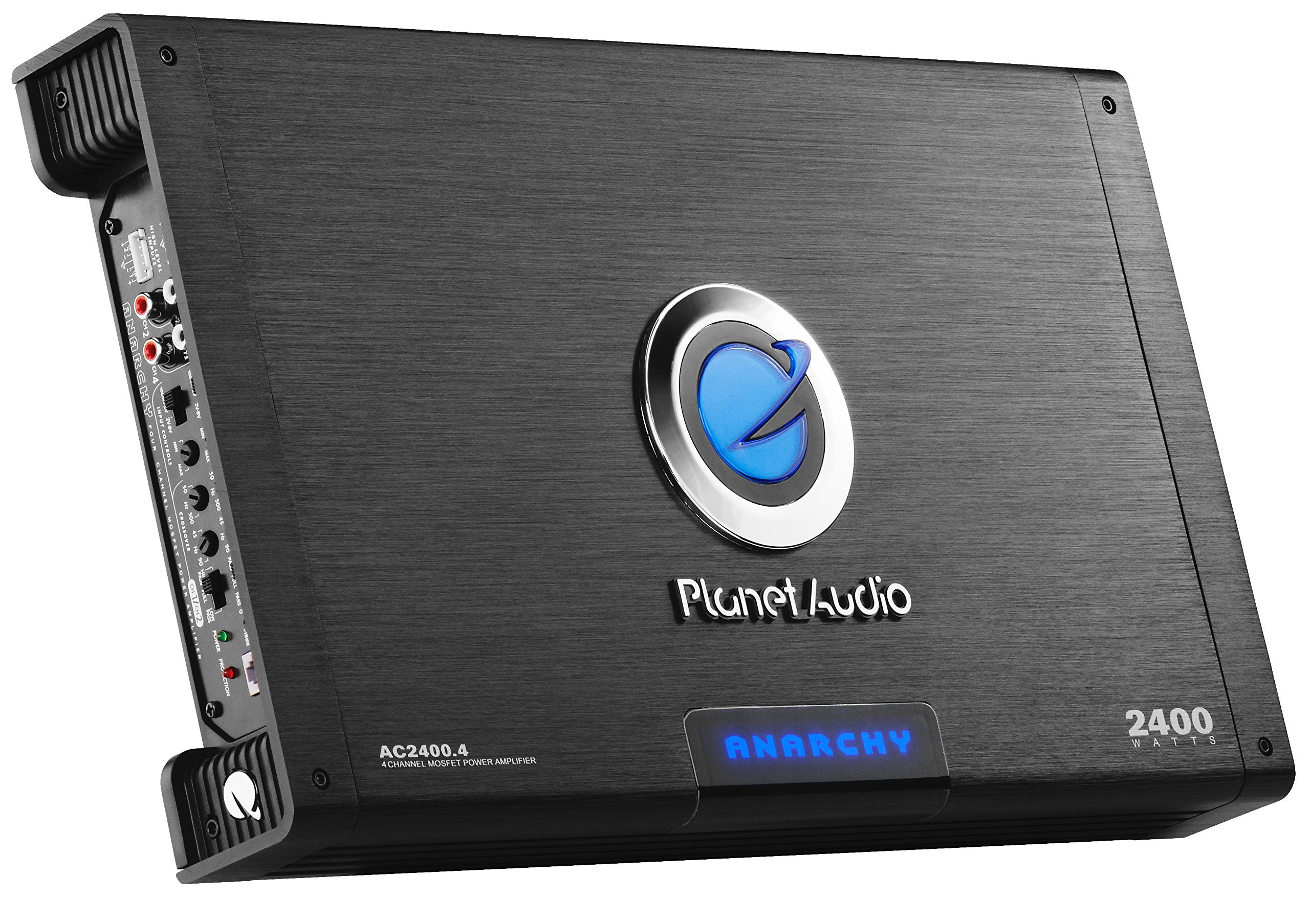 Planet Audio 4 Channel AC2400.4 Car Amplifier - 2400 High Output, 2 Ohm, High/Low Level Inputs, High/Low Pass Crossover, Hook Up to Subwoofer for Bass