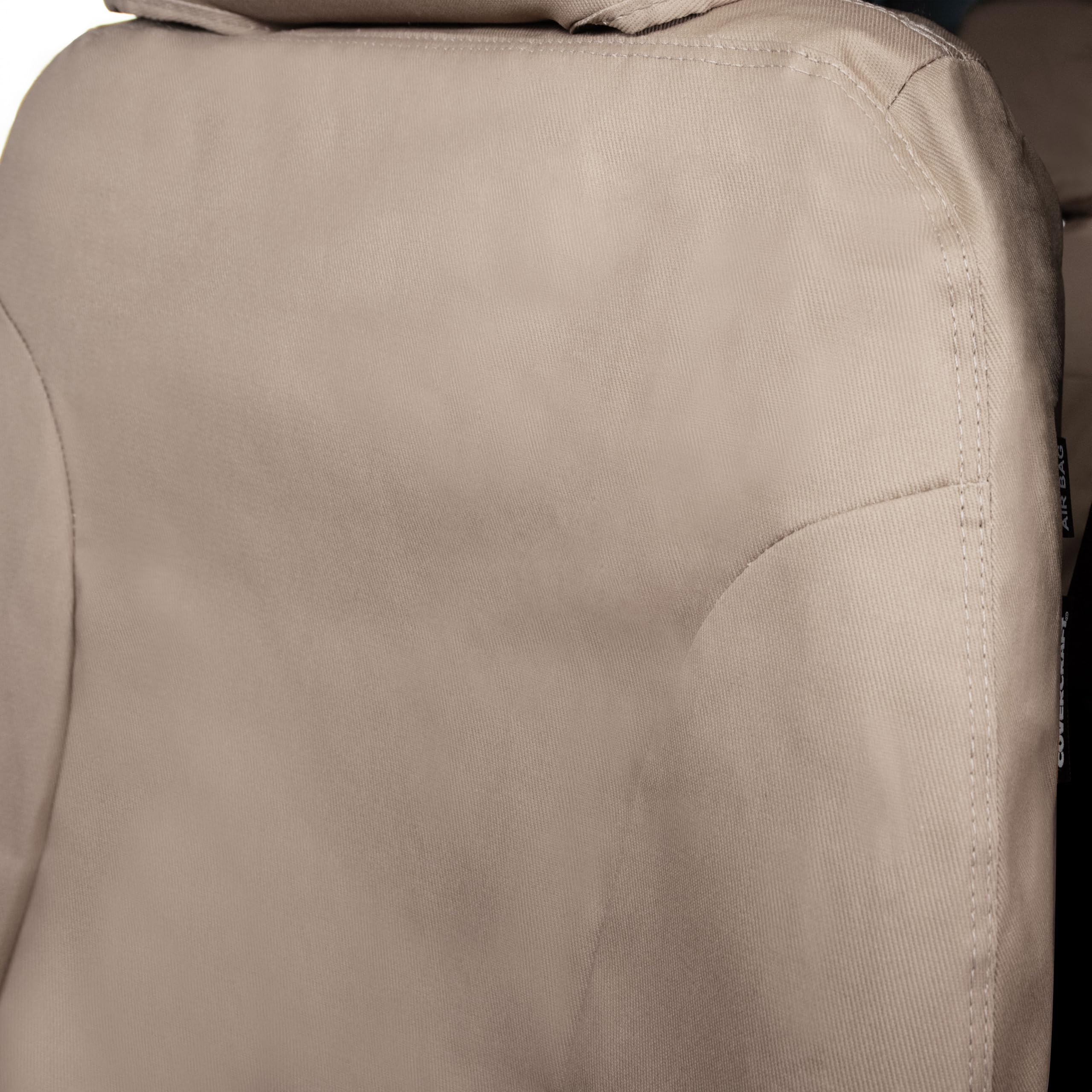 Covercraft Custom Polycotton Seat Covers | Fits 2018-2025 Jeep Wrangler JL 4-Door & 2020-2025 Jeep Gladiator | 1st Row Bucket Seats, Taupe