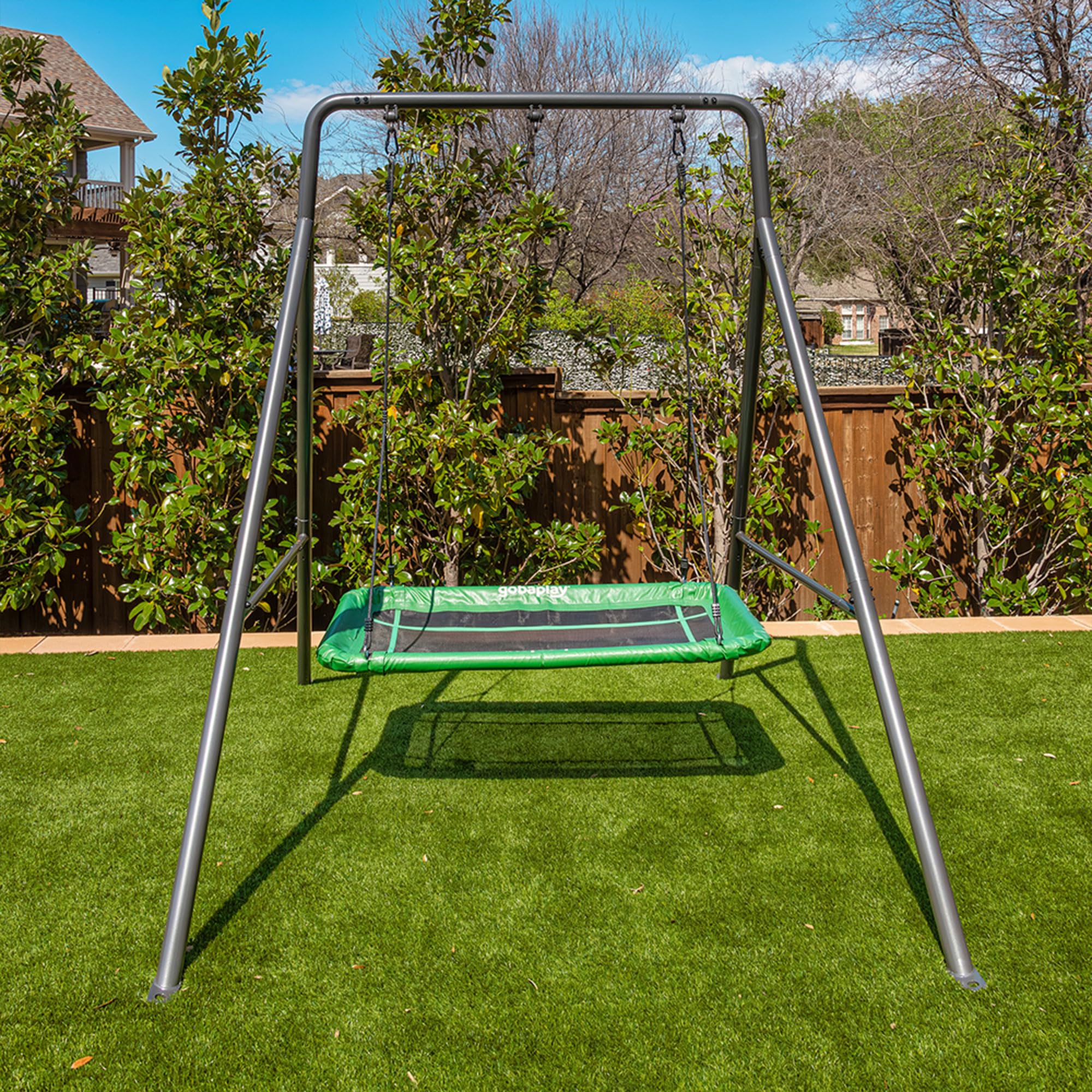 FlyMax Rectangle Tree Swing gobaplay, 46" x 25" Outdoor Platform Saucer Seat for Backyard Swing Set, Green - (Swingset Frame Not Included)