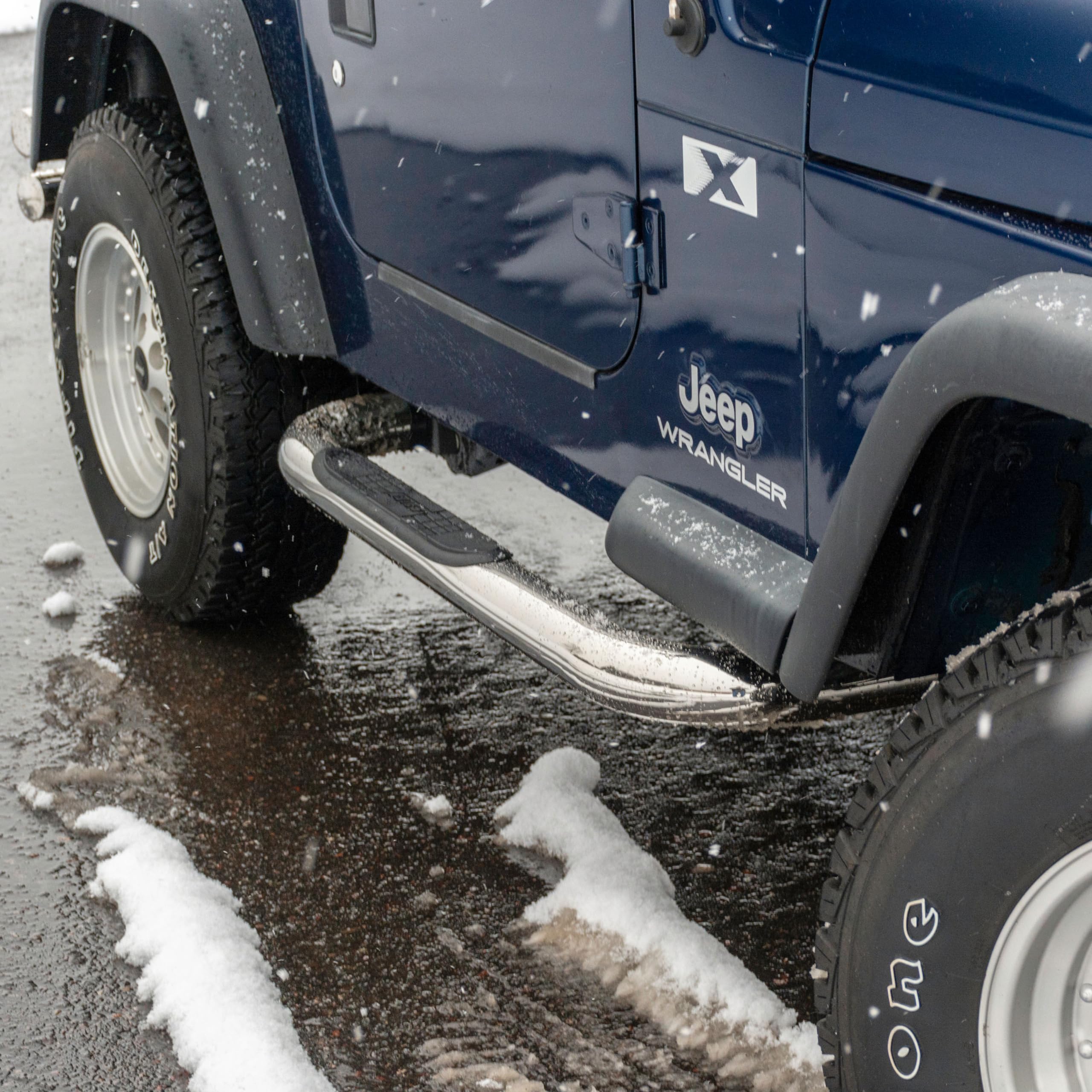3-Inch Round Polished Stainless Steel ARIES Nerf Bars, No-Drill, Fits Select Jeep Wrangler YJ, TJ