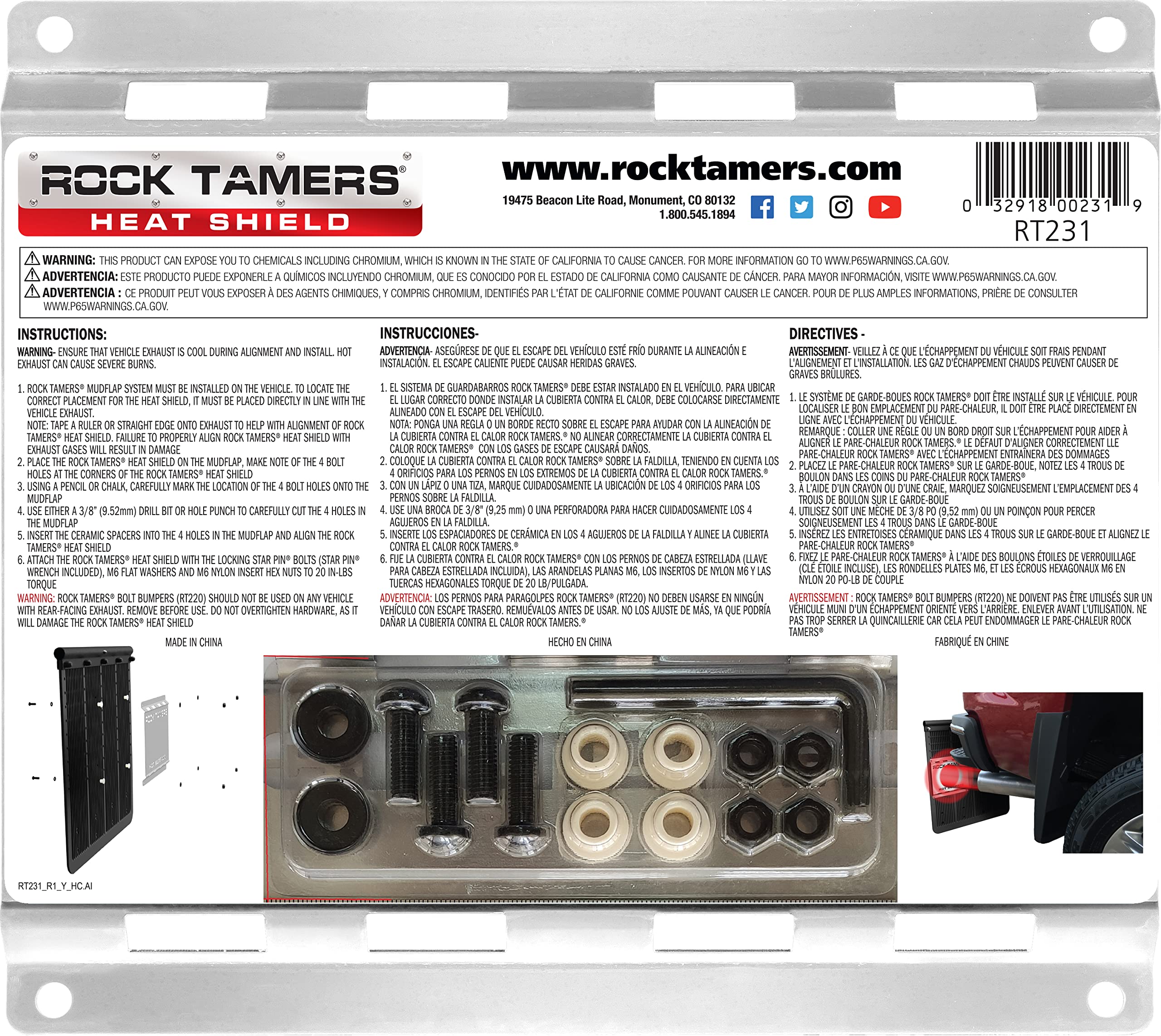 Stainless Steel Rock Tamers RT231 Heat Shield