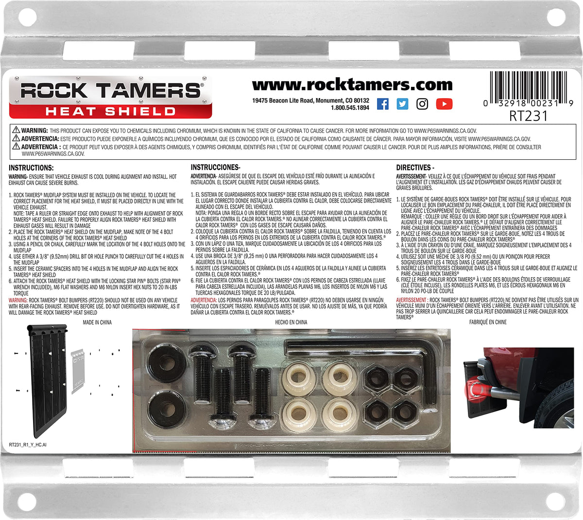 Stainless Steel Rock Tamers RT231 Heat Shield