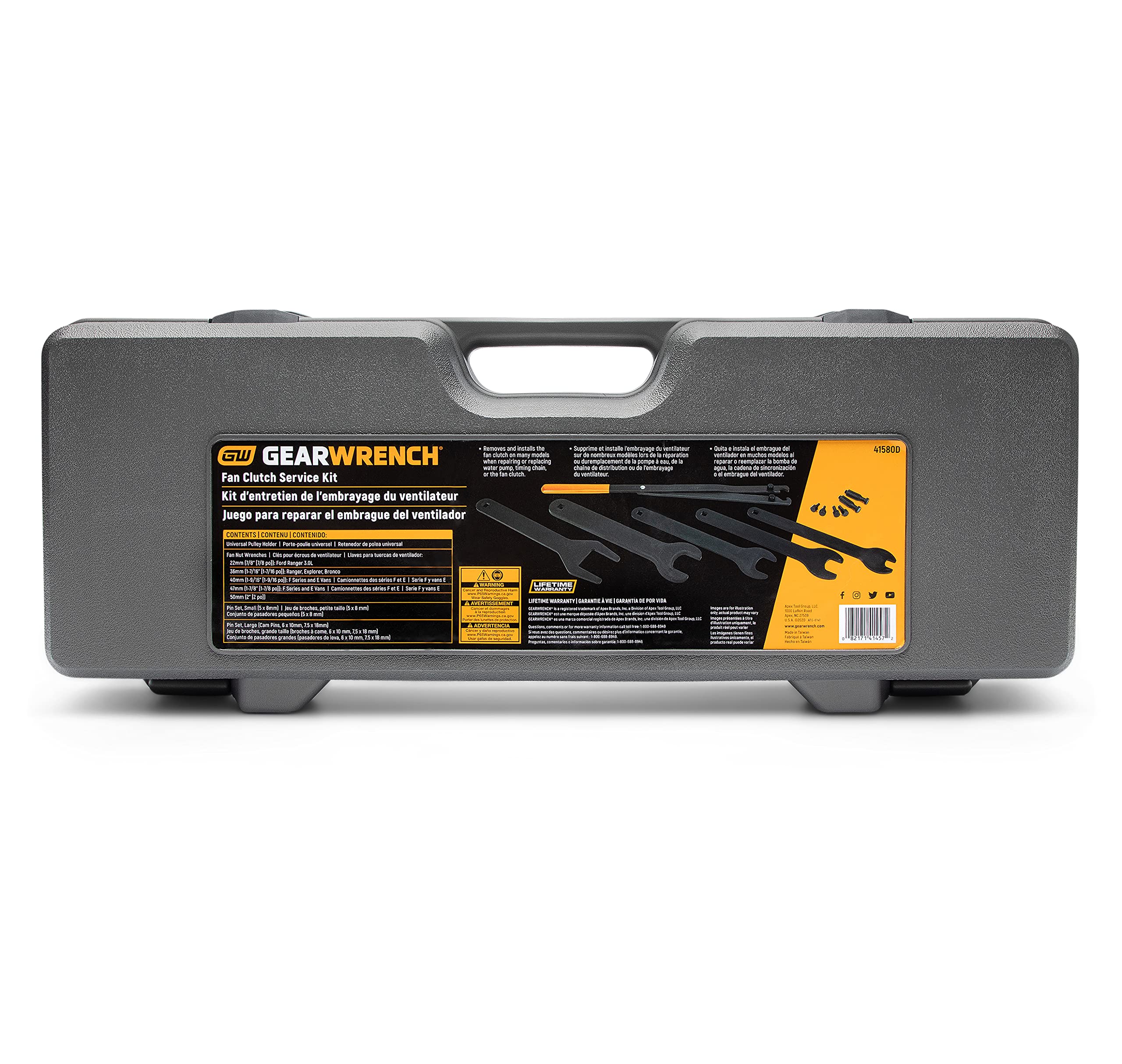 Fan Clutch Service Set GEARWRENCH, Blow Mold Case, Pully Holder, Fan Nut Wrenches- 41580D