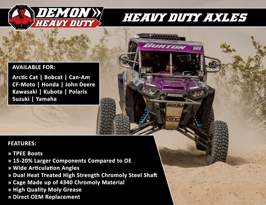Demon Powersports Heavy Duty Front Right Lift Kit Axle (2015-18) Honda Pioneer 500, Unique Boot On Terrain for Heat Reduction, 47 Degrees Larger Swing Angles, for 5” Joe Kocienski, 6” OUTKAST Lift Kit
