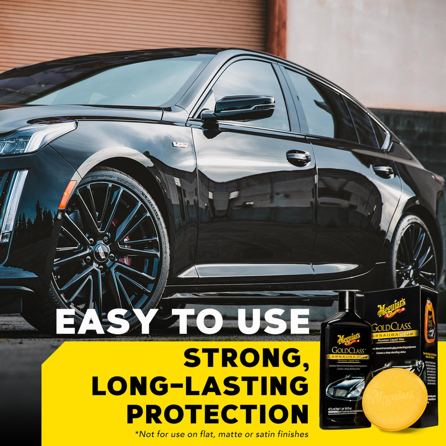 Meguiar's Premium Liquid Wax Kit, Gold Class Carnauba Plus with a Pure Carnauba Wax Blend and a Foam Applicator Pad for Keeping Glossy Paint Protected Like a Pro, 16 Oz Bottle