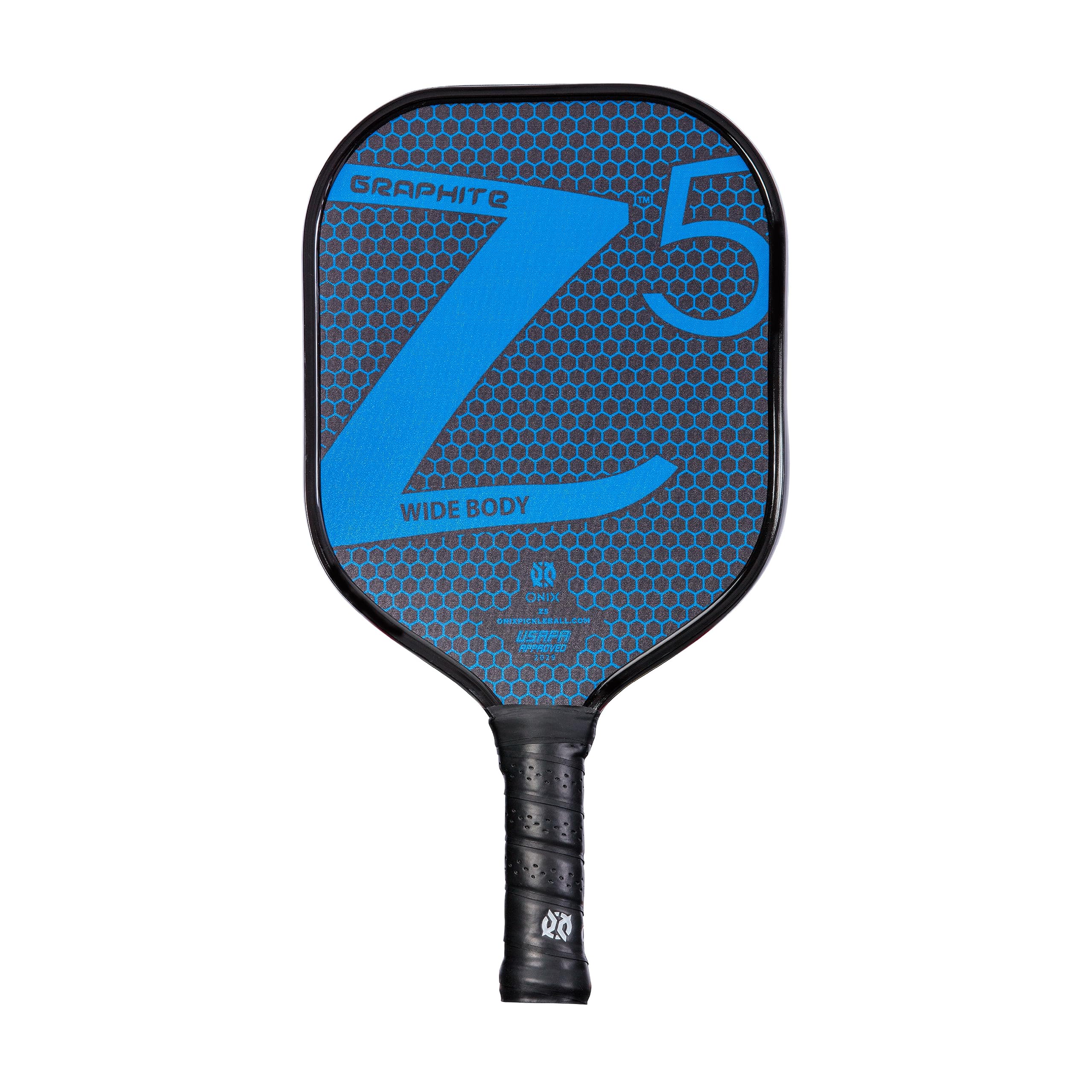 Graphite ONIX Z5 Pickleball Paddle (Graphite Carbon Fiber Face with Rough Texture Surface, Cushion Comfort Grip and Nomex Honeycomb Core for Touch, Control, and Power),Blue