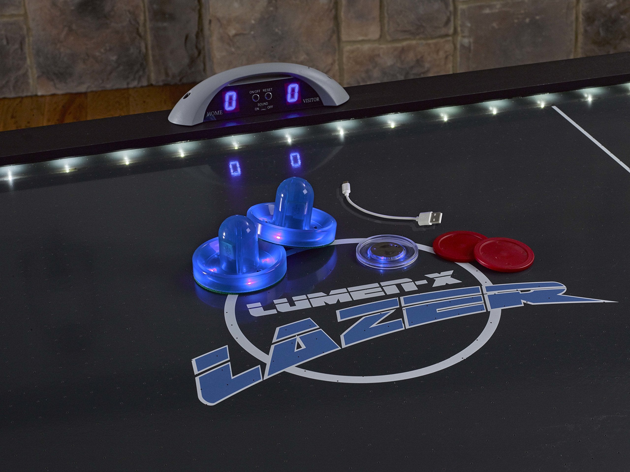 Lumen-X Triumph Sports 6' Interactive Air Hockey Table Featuring All-Rail LED Lighting and in-Game Music