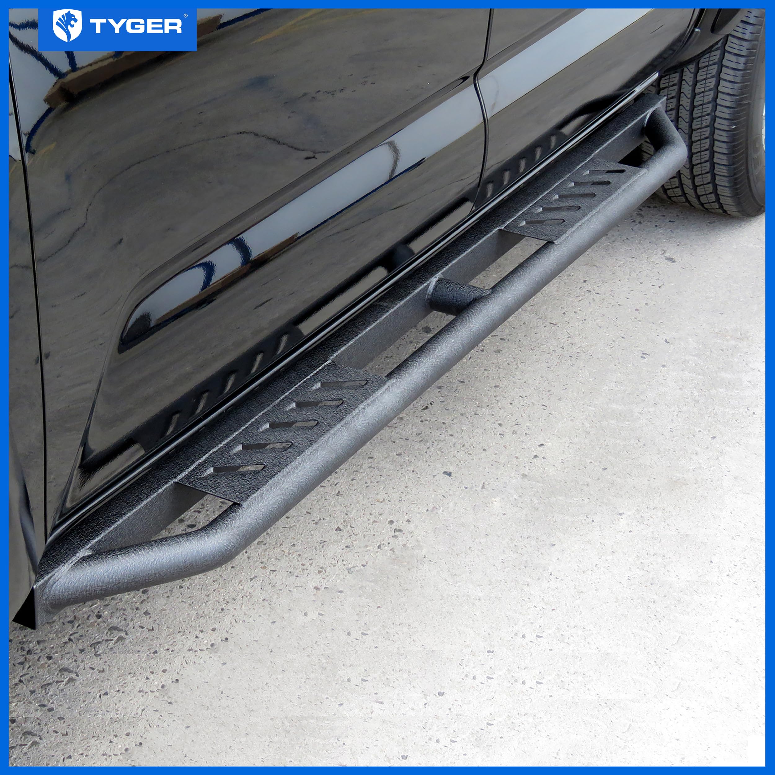 Tyger Auto Trax Side Steps | Compatible with 2005-2023 Toyota Tacoma | Double Cab | TG-TX7T29958 | Textured Black Drop Step Rail Running Board