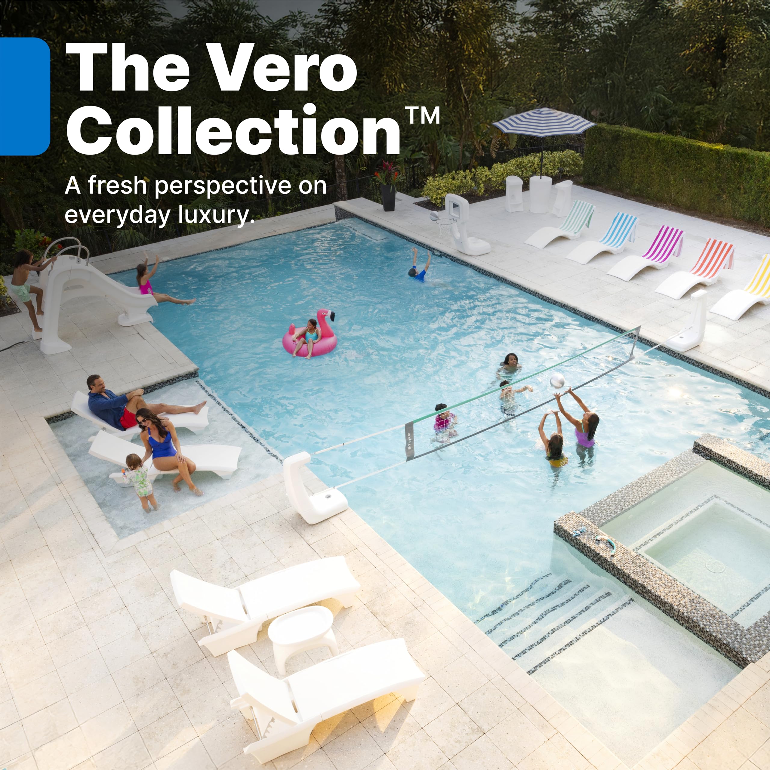 In-Pool Stool Step2, Waterproof Outdoor/Indoor Patio Furniture, Bar Stool, Pool Lounge Chair, Made of Durable Resin, Weighted, White