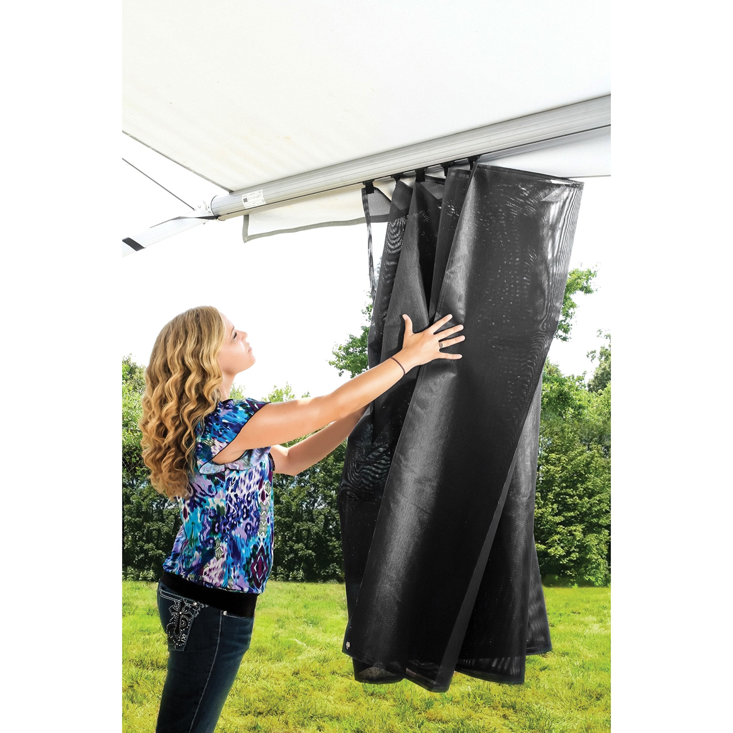 Black Camco 51451 54" x 120" RV Awning Shade