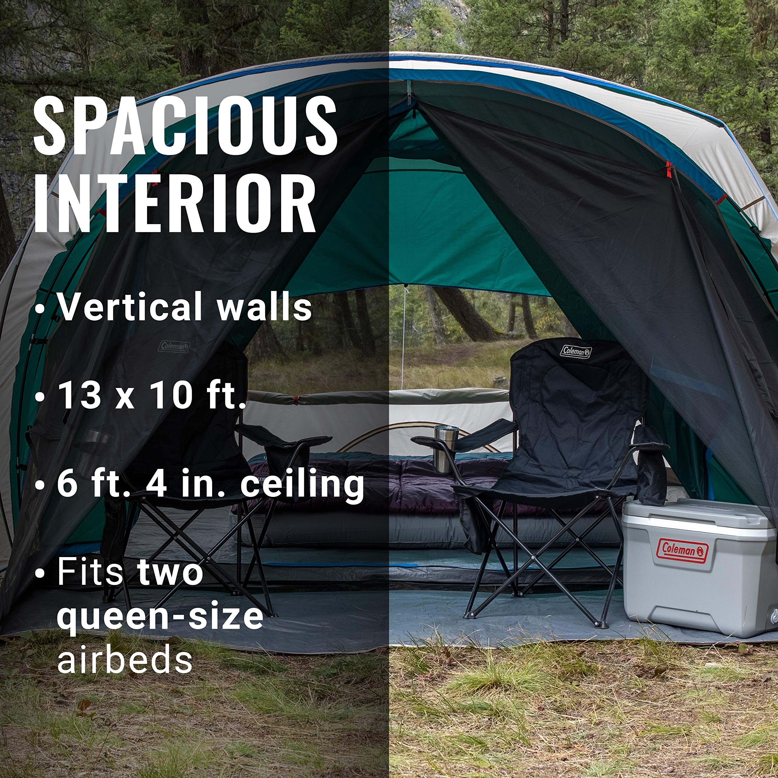 Coleman Camping Tent with Screened Porch, 4/6 Person Weatherproof Cabin Tent with Enclosed Screened Porch Option, Includes Rainfly, Carry Bag, Extra Storage, and 10 Minute Setup