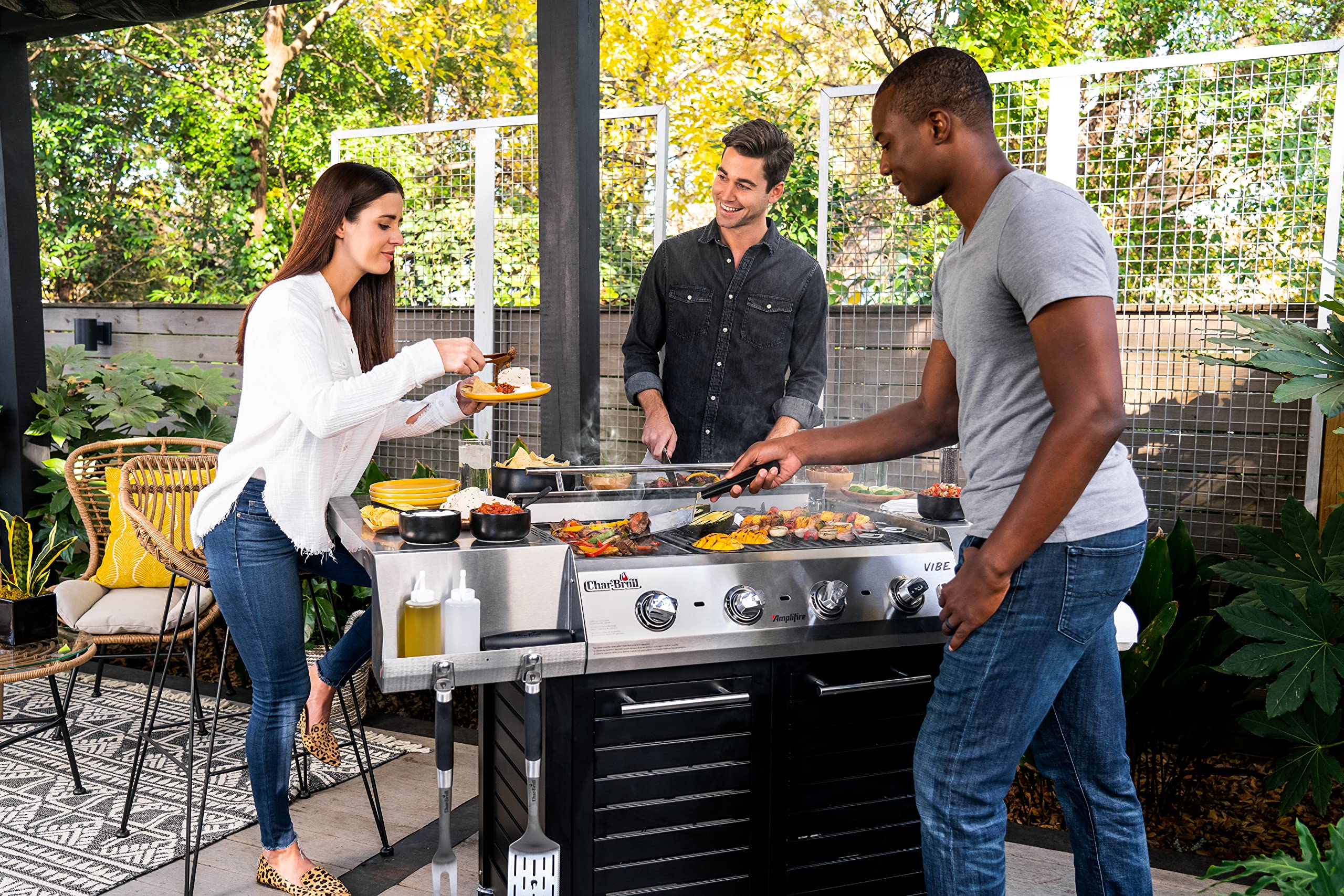 4-Burner Char-Broil® Vibe Amplifire™ Infrared Cooking Technology Propane Gas Stainless Steel Griddle & Grill Combo - 463285022