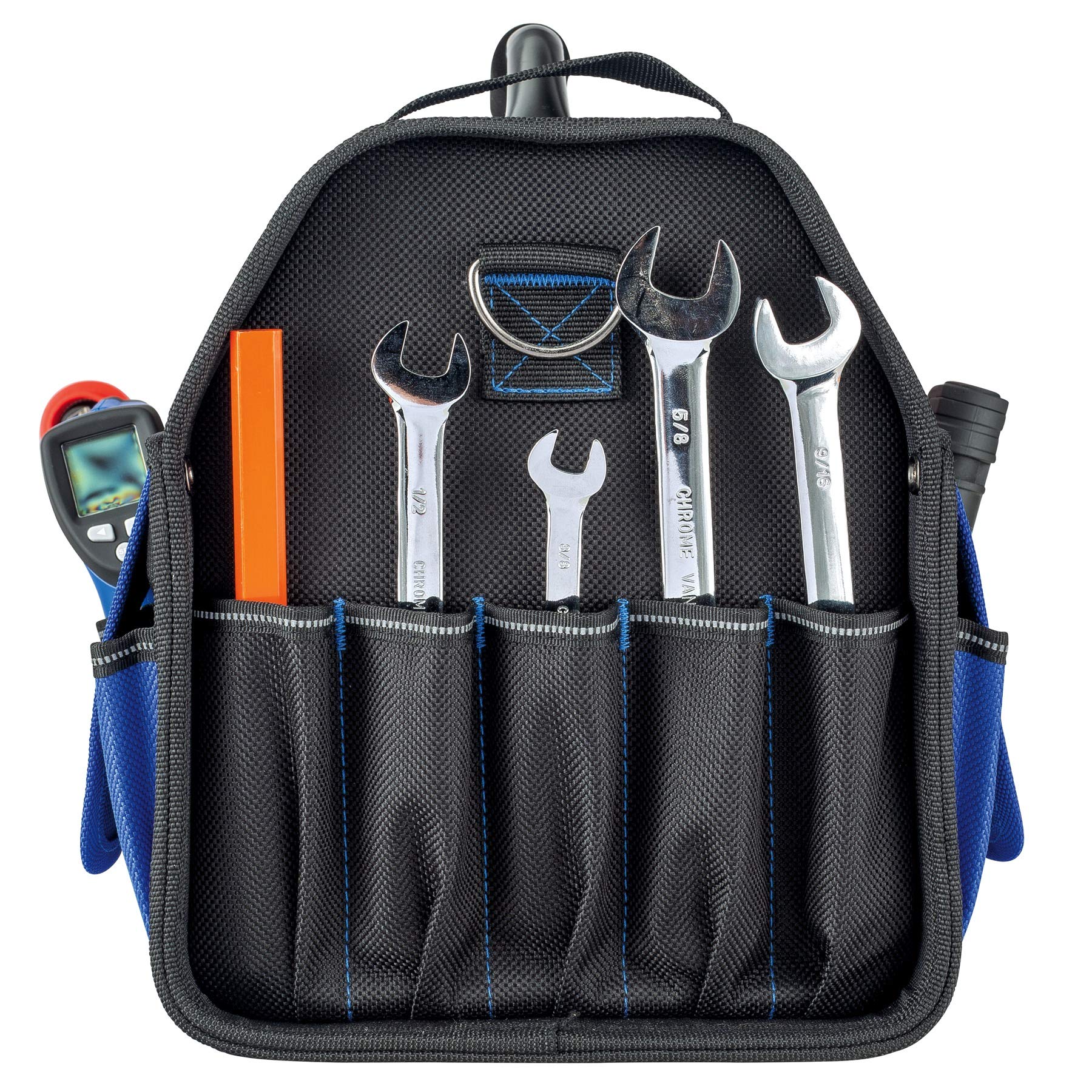 20 inch Vaughan Tool Tote, Swingaway Steel Handle, 1200D Polyester, 16 Pockets, Reinforced Bottom Panel, Shoulder Strap, Padded Handle - 240159