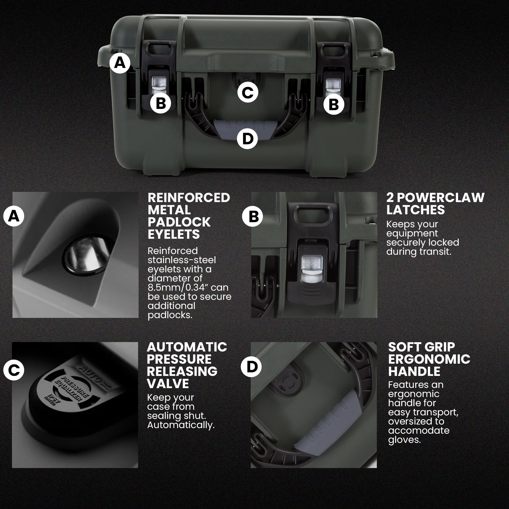 NANUK 918 Hard Case with Custom Foam Insert 3 UP, IP67 Waterproof & Crushproof, Rugged Construction for Ultimate Protection, Made in North America – Olive (16.9” x 12.9” x 9.3”)