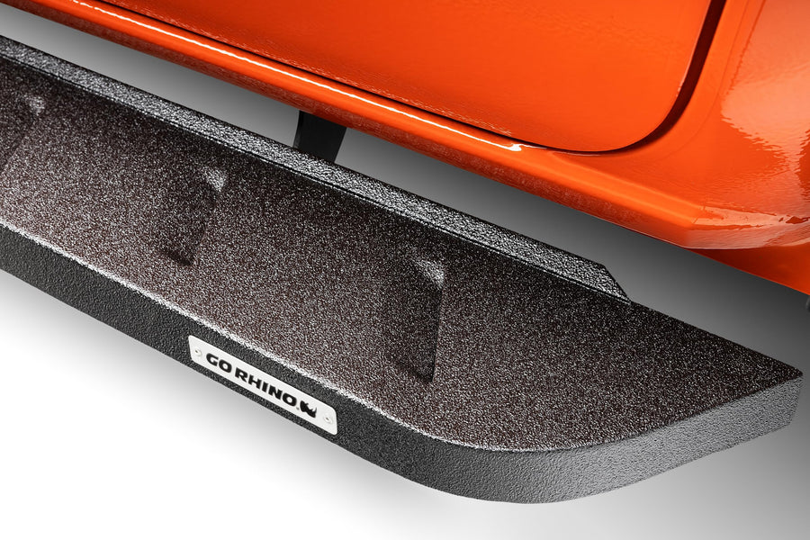 RB10 Running Boards & Brackets Go Rhino | Cab Length, Galvanized Steel, Textured Black | 63443280PC | Fits 2024 Toyota Tacoma Double Cab